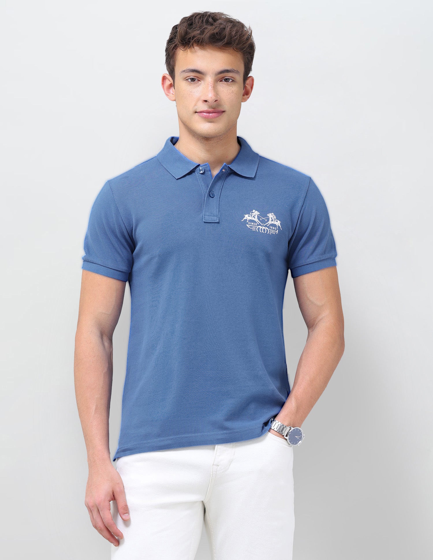 Solid Slim Fit Polo Shirt Dark Blue - U.S. Polo Assn. India | Large