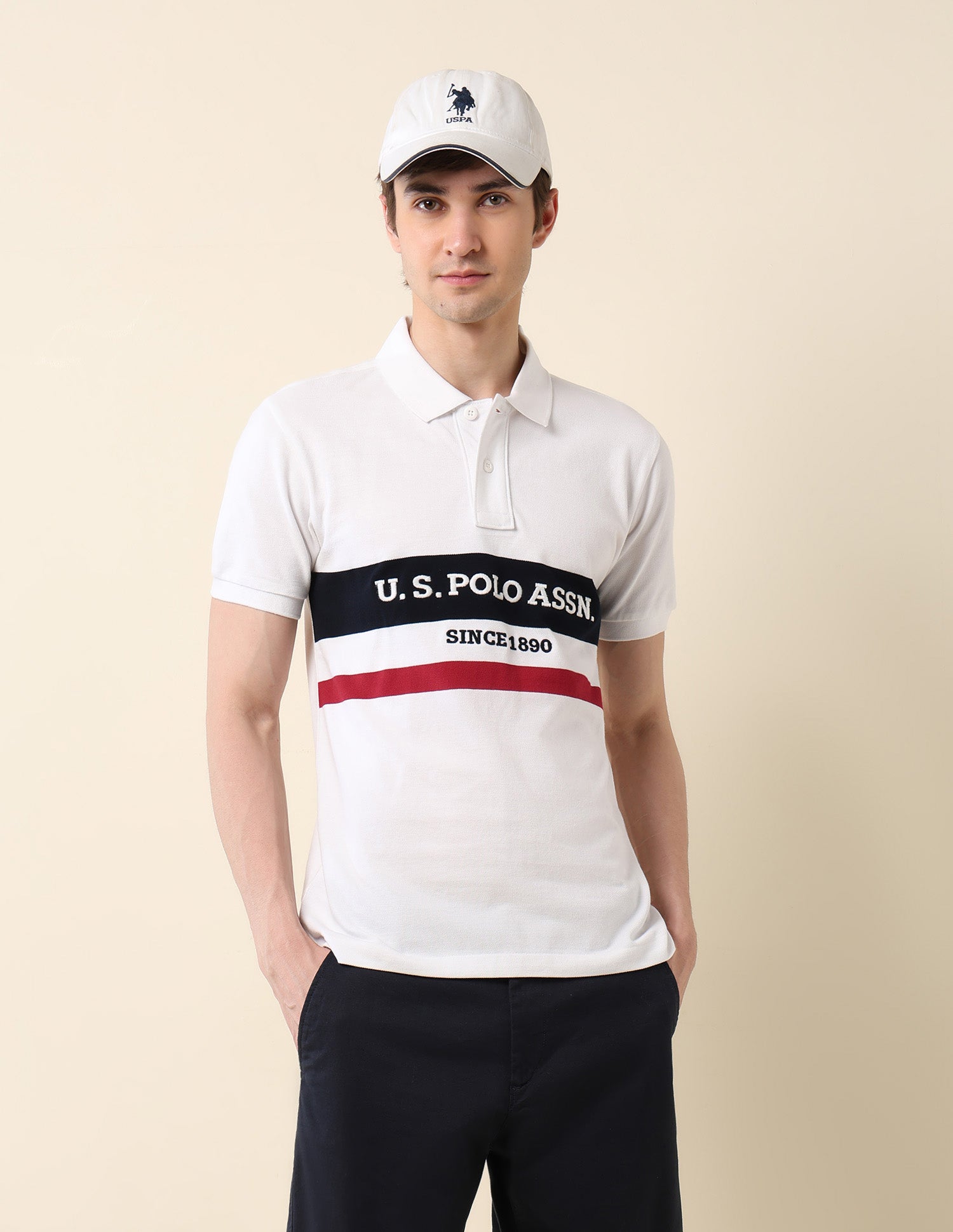Brand Embroidered Classic Polo Shirt White - U.S. Polo Assn. India | Large