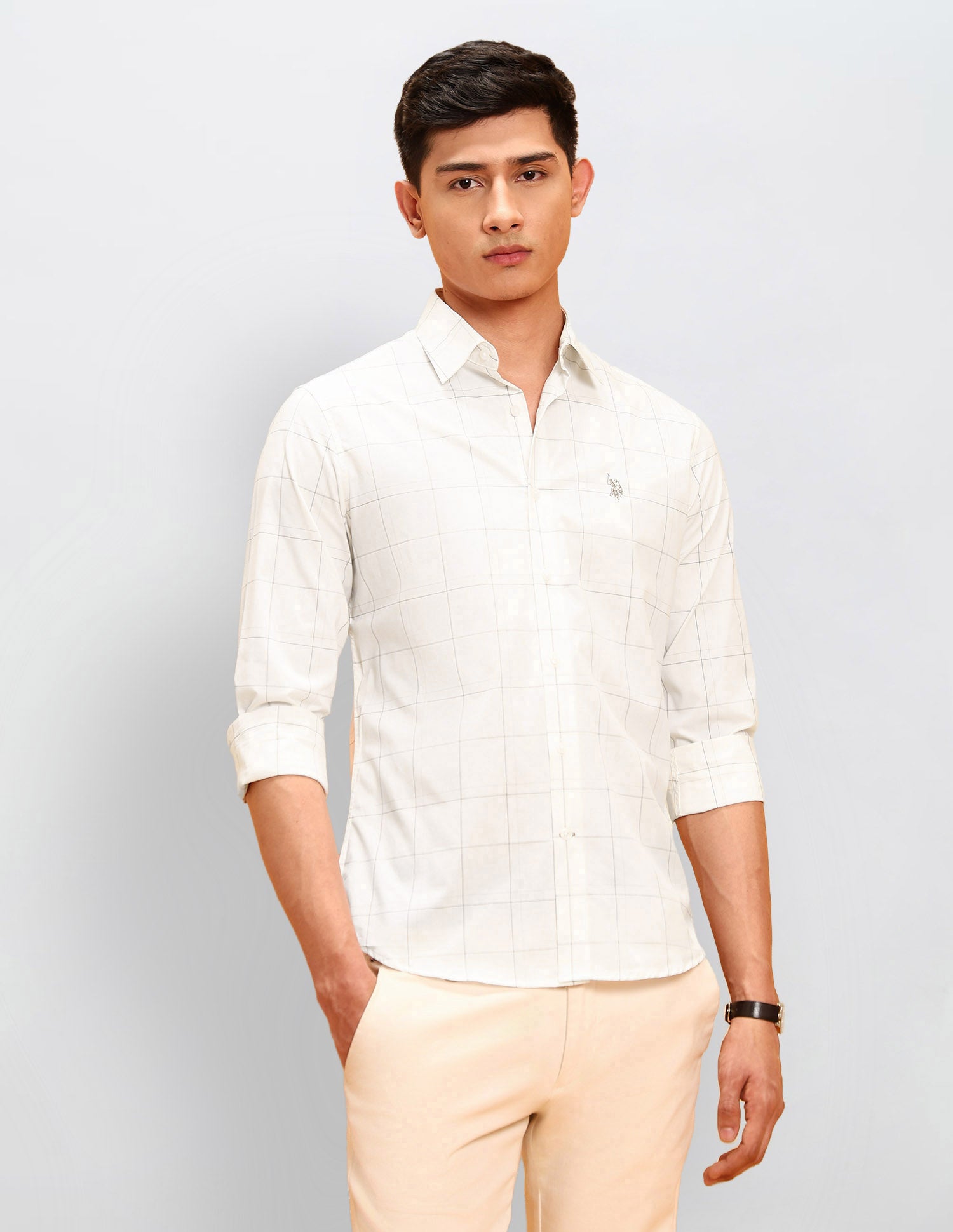 Windowpane Checked Tailored Fit Shirt