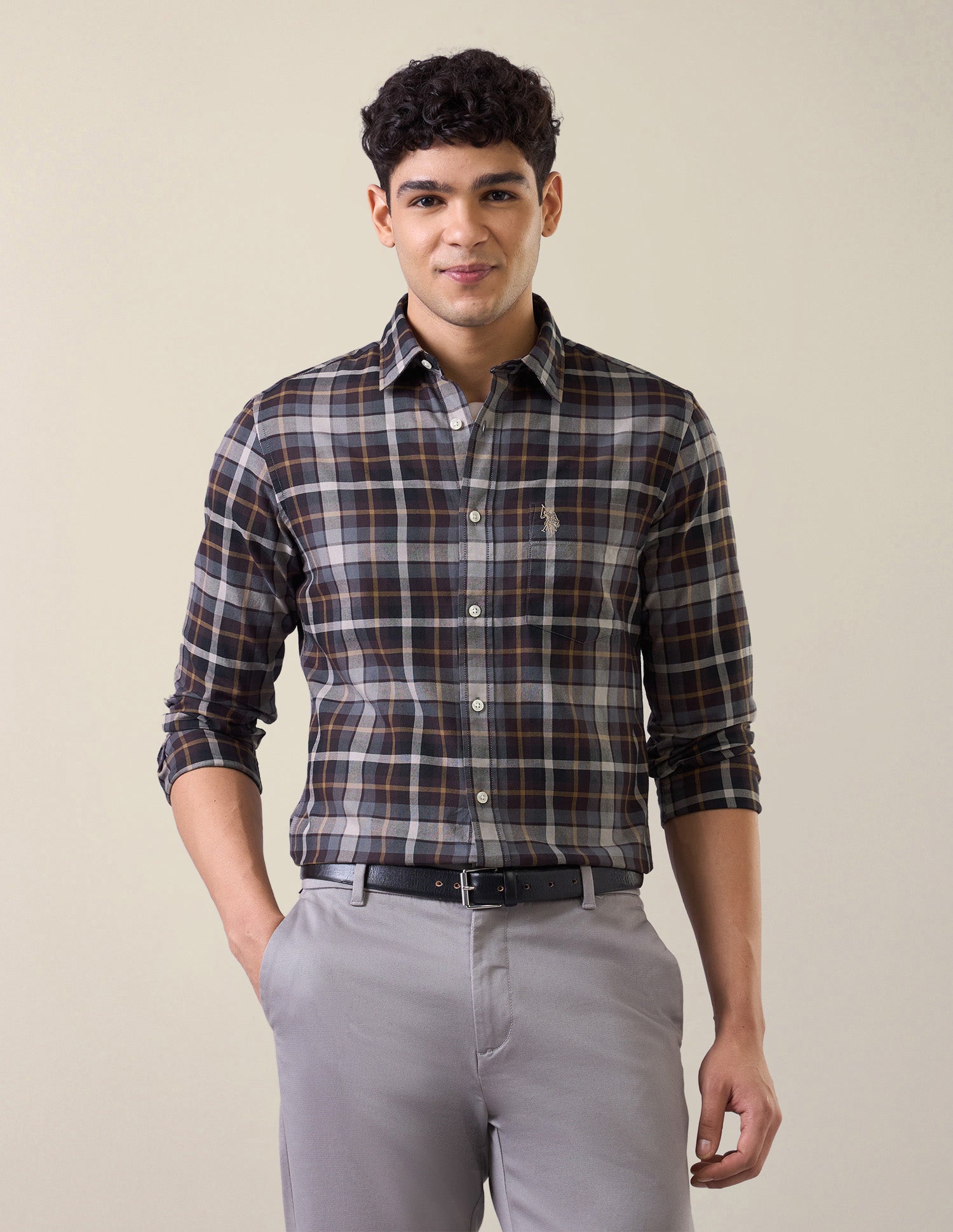 Plaid Checked Tailored Fit Shirt Choco - U.S. Polo Assn. India | Large