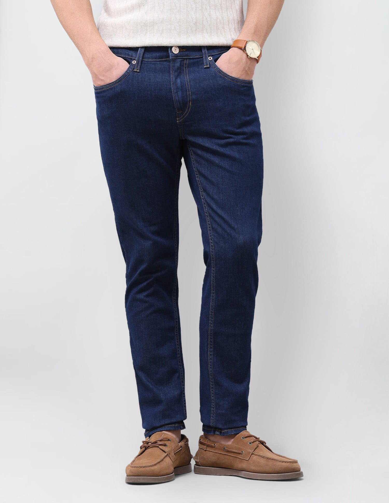 Solid Slim Tapered Fit Jeans Blue - U.S. Polo Assn. India | Large