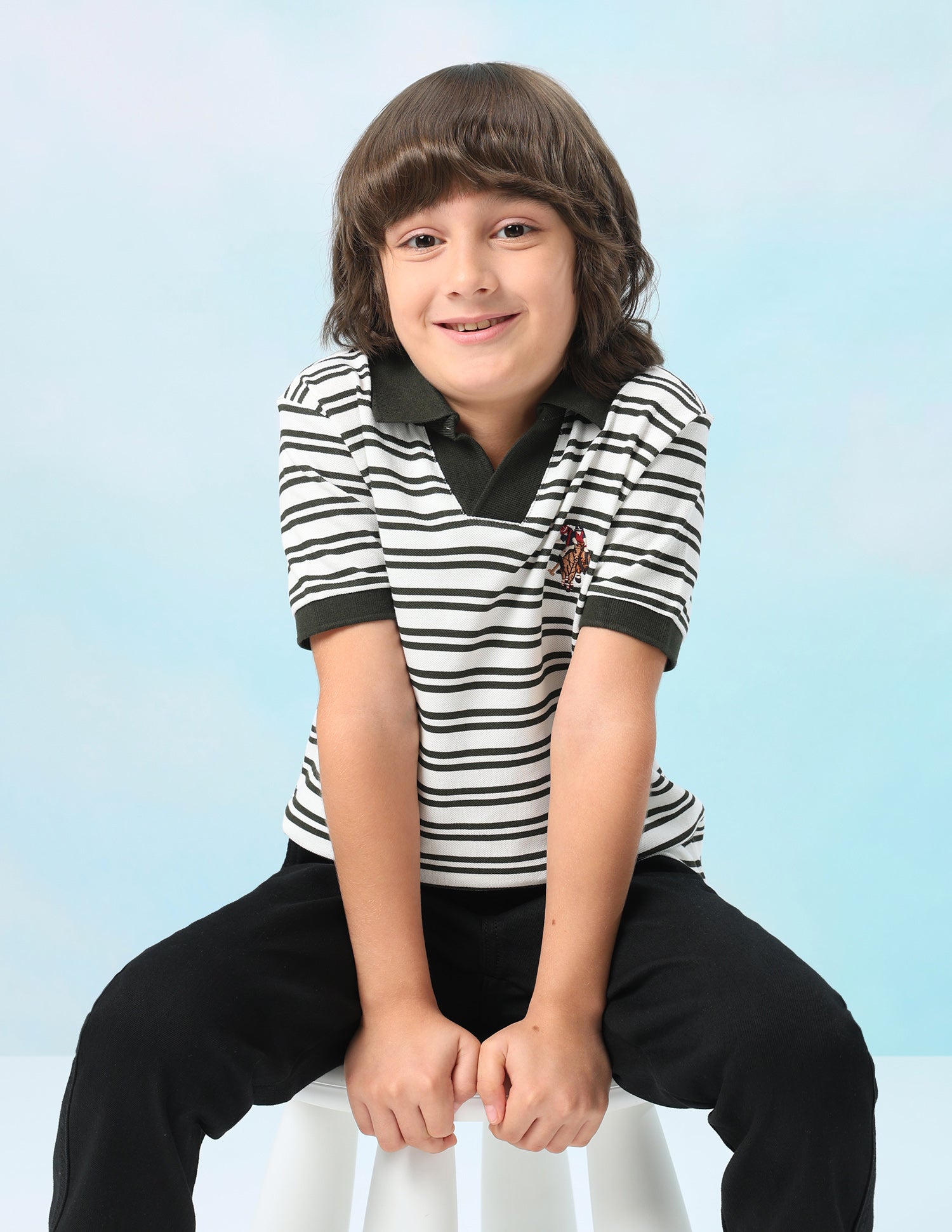 Horizontal Striped Regular Fit Polo Shirt Olive - U.S. Polo Assn. India | Large