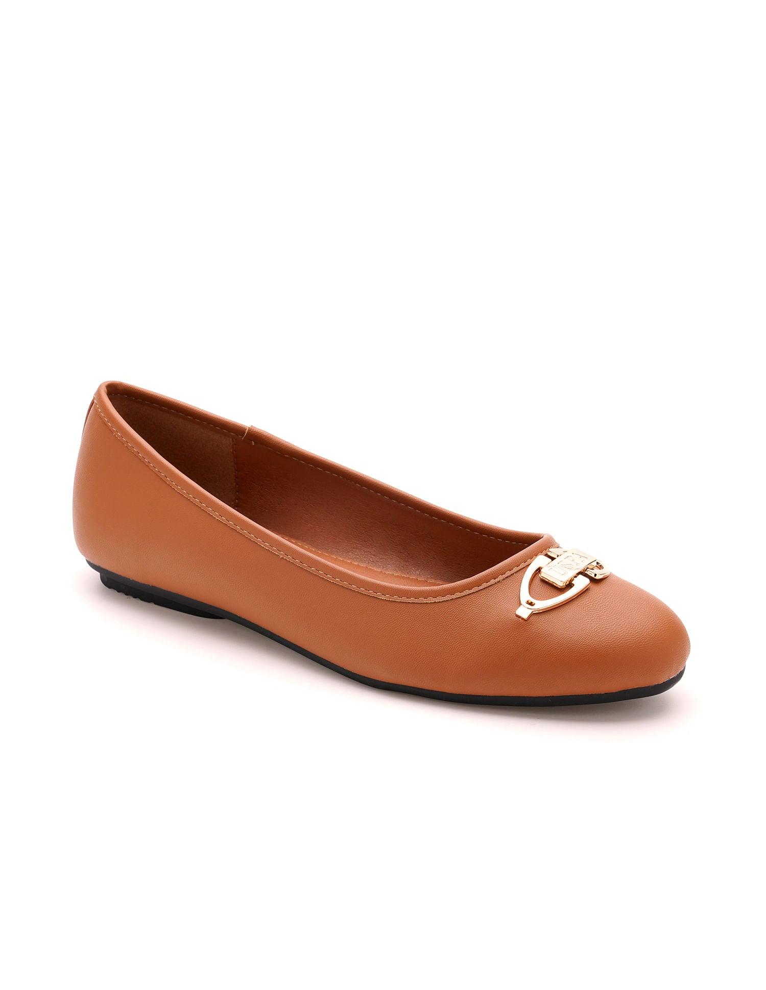 Round Toe Solid Mia Ballerinas Tan - U.S. POLO ASSN. | Large