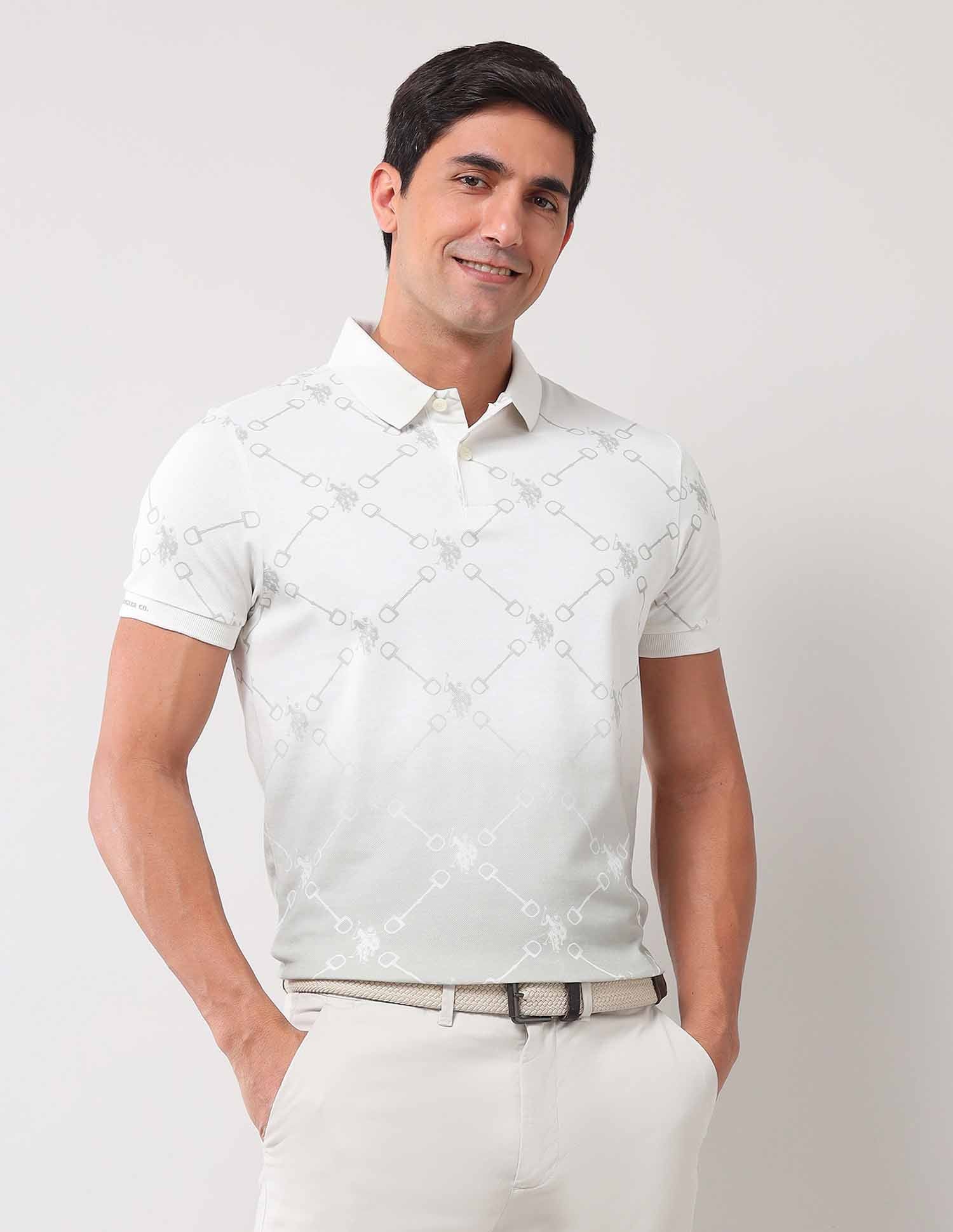 Brand Printed Muscle Fit Polo Shirt