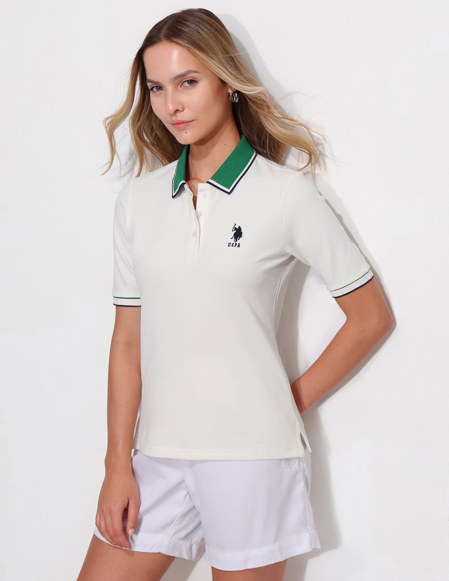 Regular Fit Contrast Collar Polo Shirt White - U.S. Polo Assn. India | Large