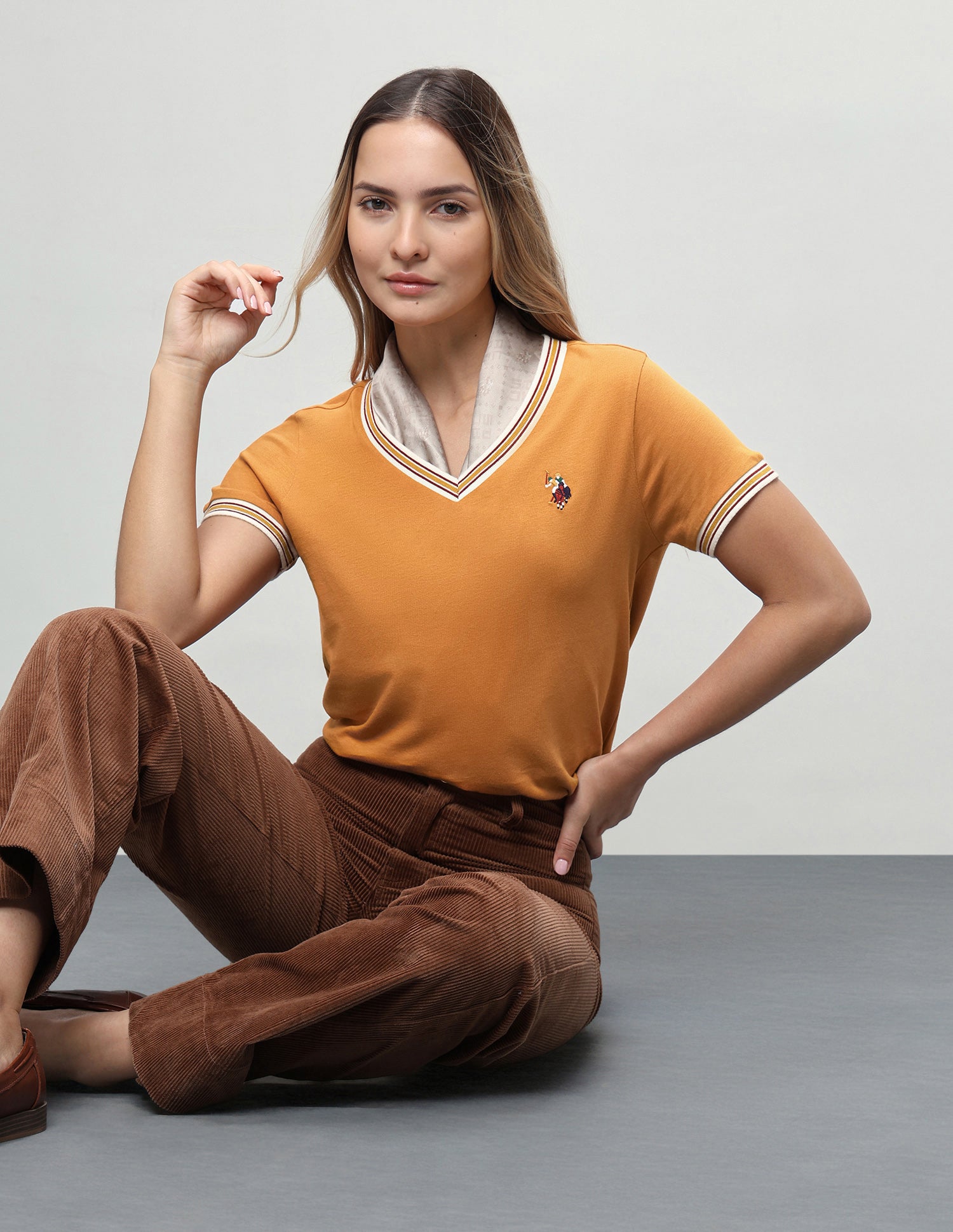 Solid Regular Fit T-Shirt Orange - U.S. Polo Assn. India | Large
