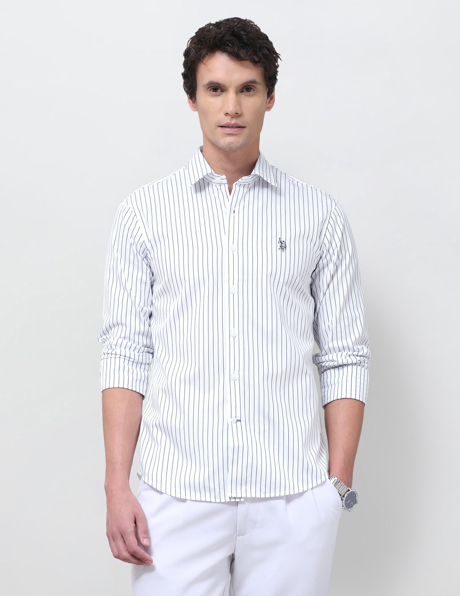 Vertical Striped Regular Fit Shirt Blue - U.S. Polo Assn. India | Large