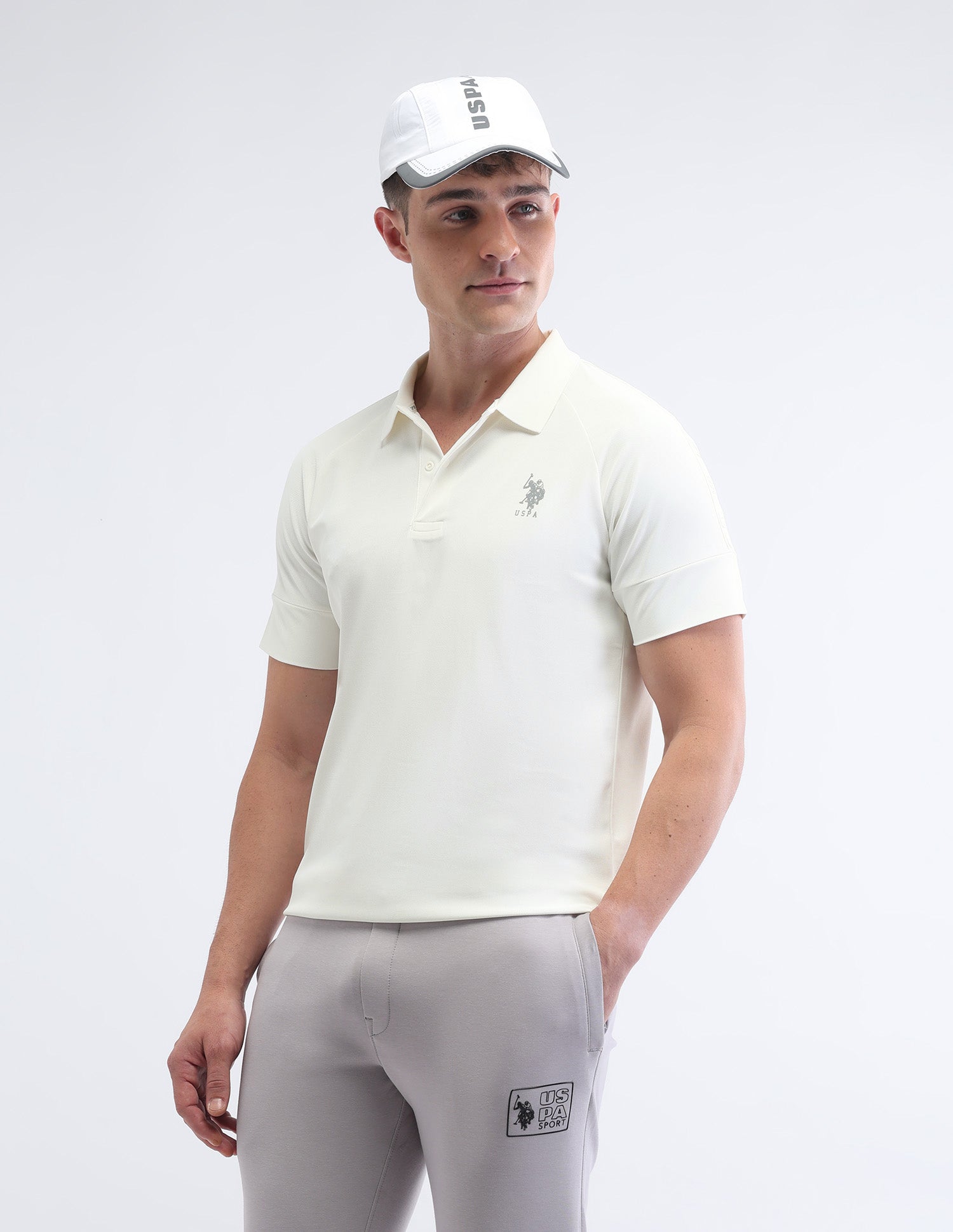 Solid Slim Fit Polo Shirt Off White - U.S. Polo Assn. India | Large