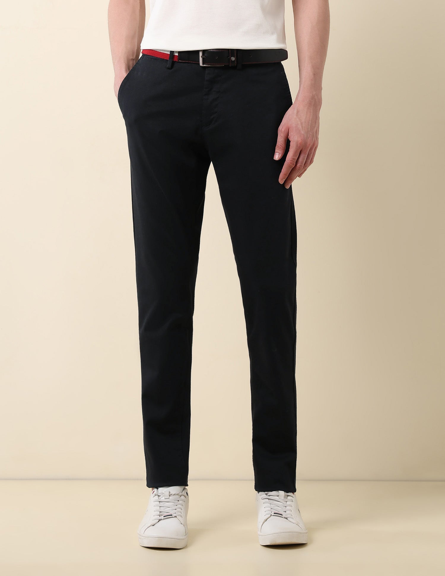 Austin Slim Fit Dobby Weave Trousers Black - U.S. Polo Assn. India | Large