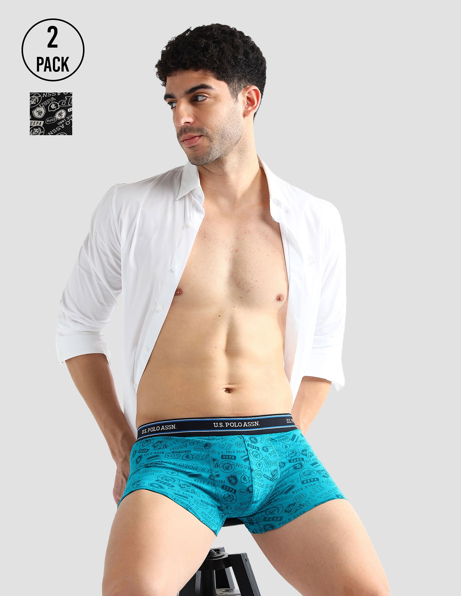 Elasticized Waist Printed I616 Trunks - Pack Of 2