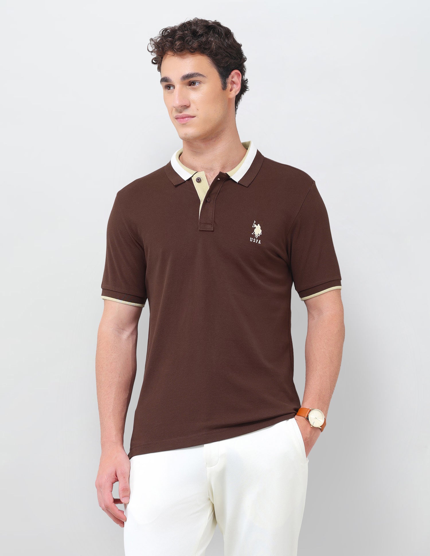 Solid Regular Fit Polo Shirt Dark Brown - U.S. Polo Assn. India | Large