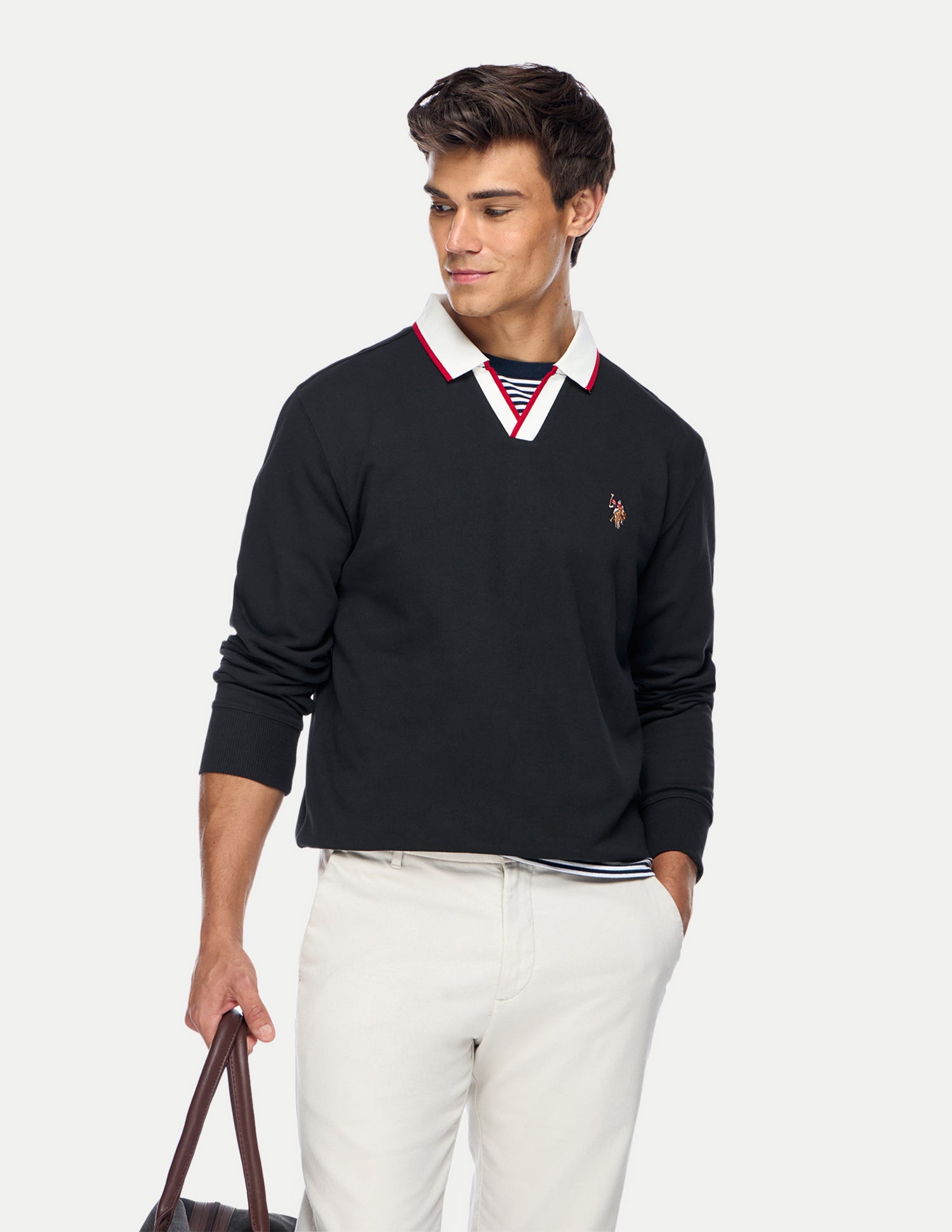 Solid Relaxed Fit Sweatshirt Black - U.S. Polo Assn. India | Large