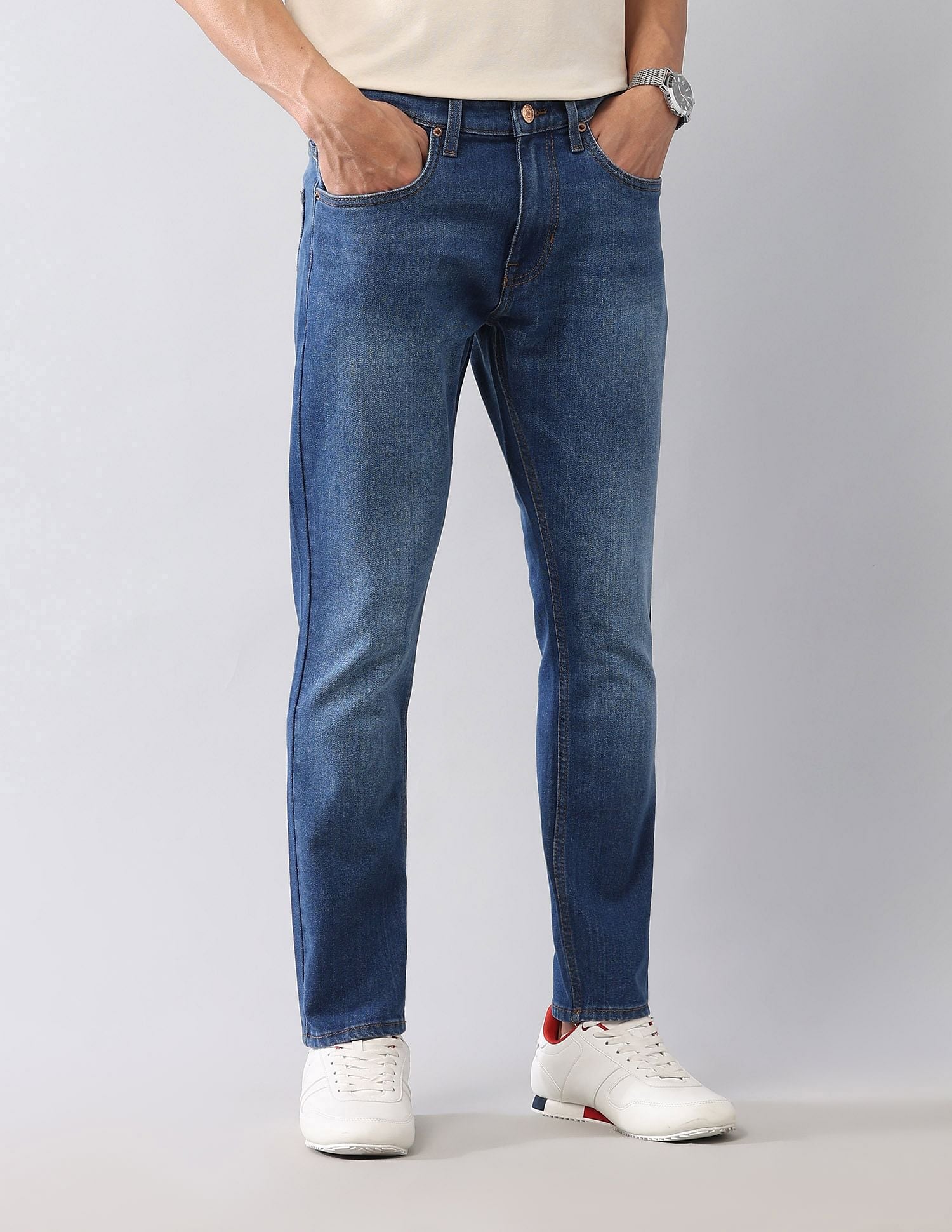 Henry Skinny Cropped Fit Blue Jeans