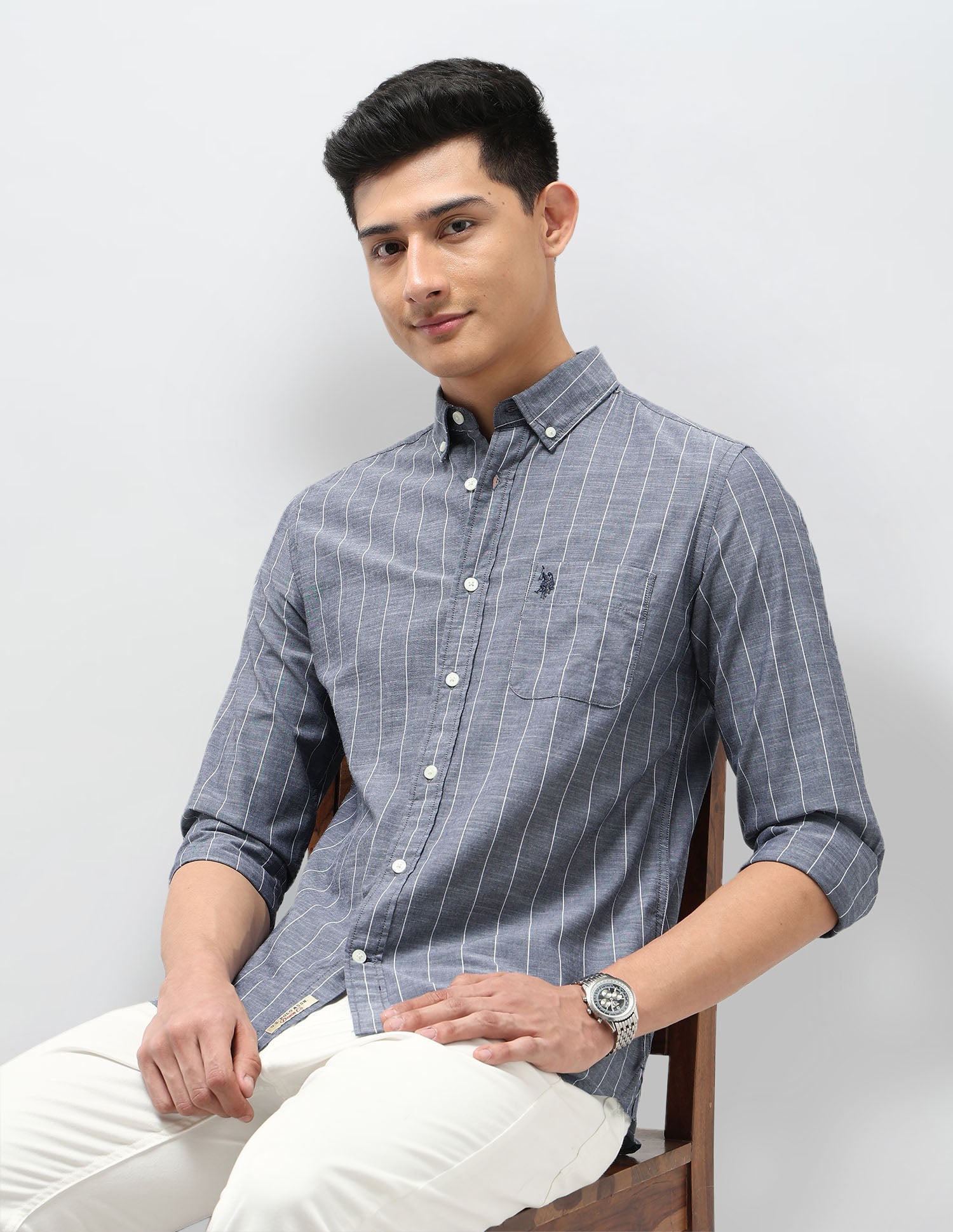 Vertical Striped Regular Fit Shirt Navy - U.S. POLO ASSN. | Large