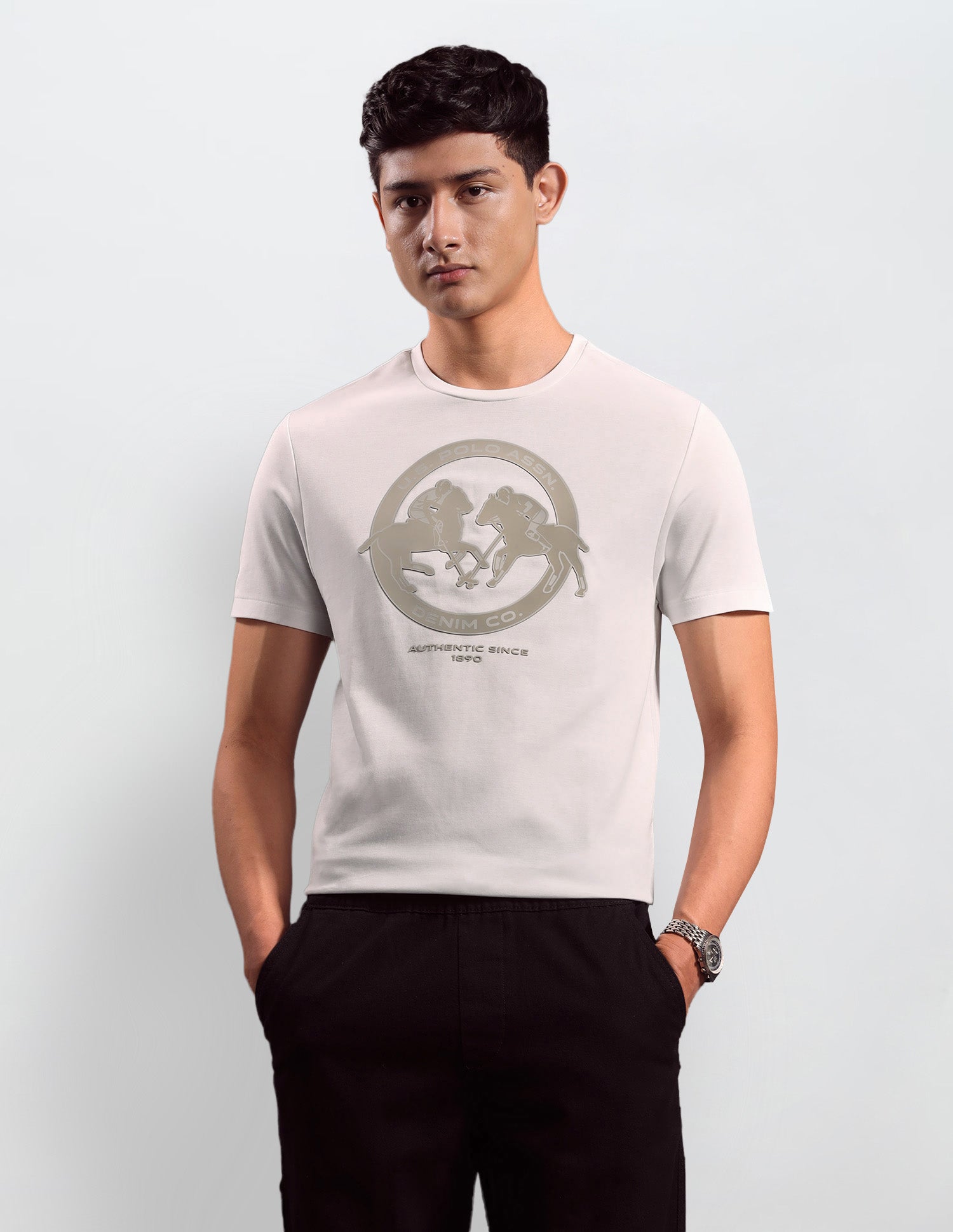 Brand Embossed Regular Fit T-shirt