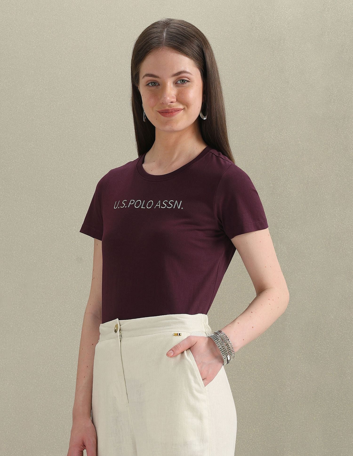 Metallic Logo Pure Cotton T-Shirt