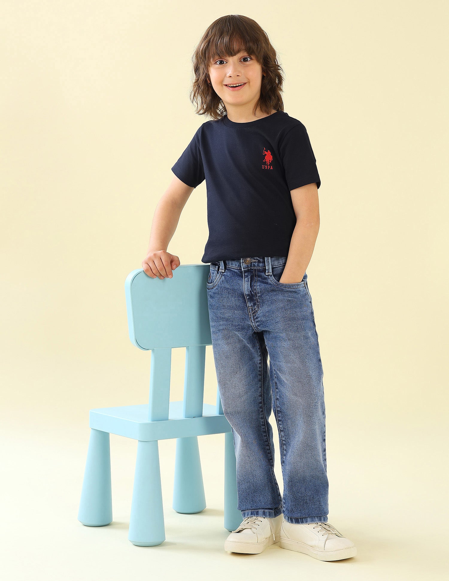 Relaxed Fit Whiskered Jeans