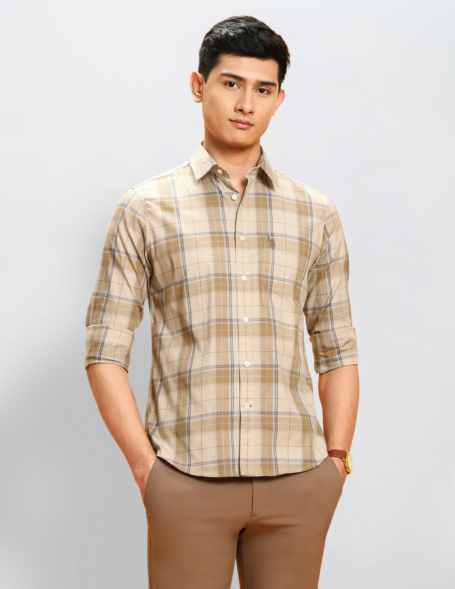 Twill Plaid Checked Shirt