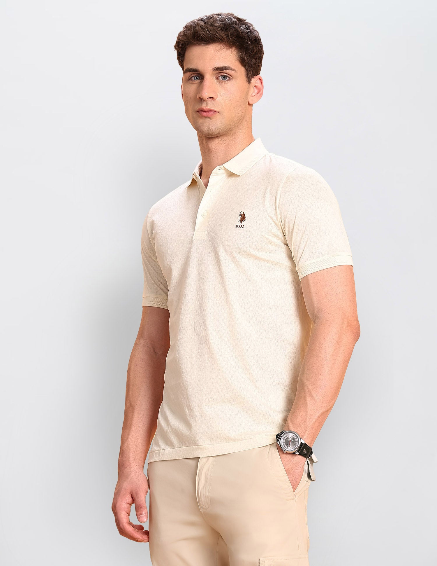 Textured Slim Fit Polo Shirt