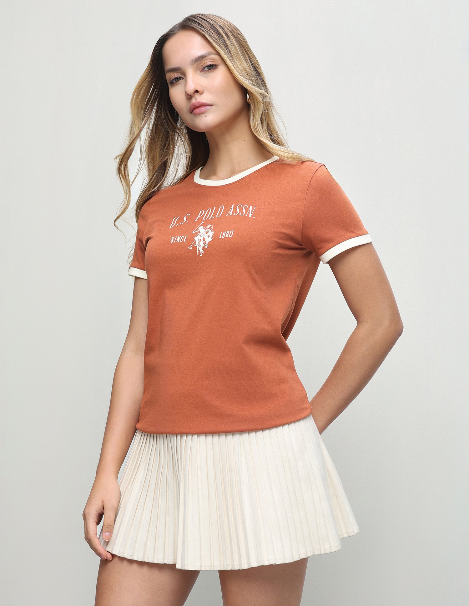 Brand Printed Regular Fit T-Shirt Rust - U.S. Polo Assn. India | Large