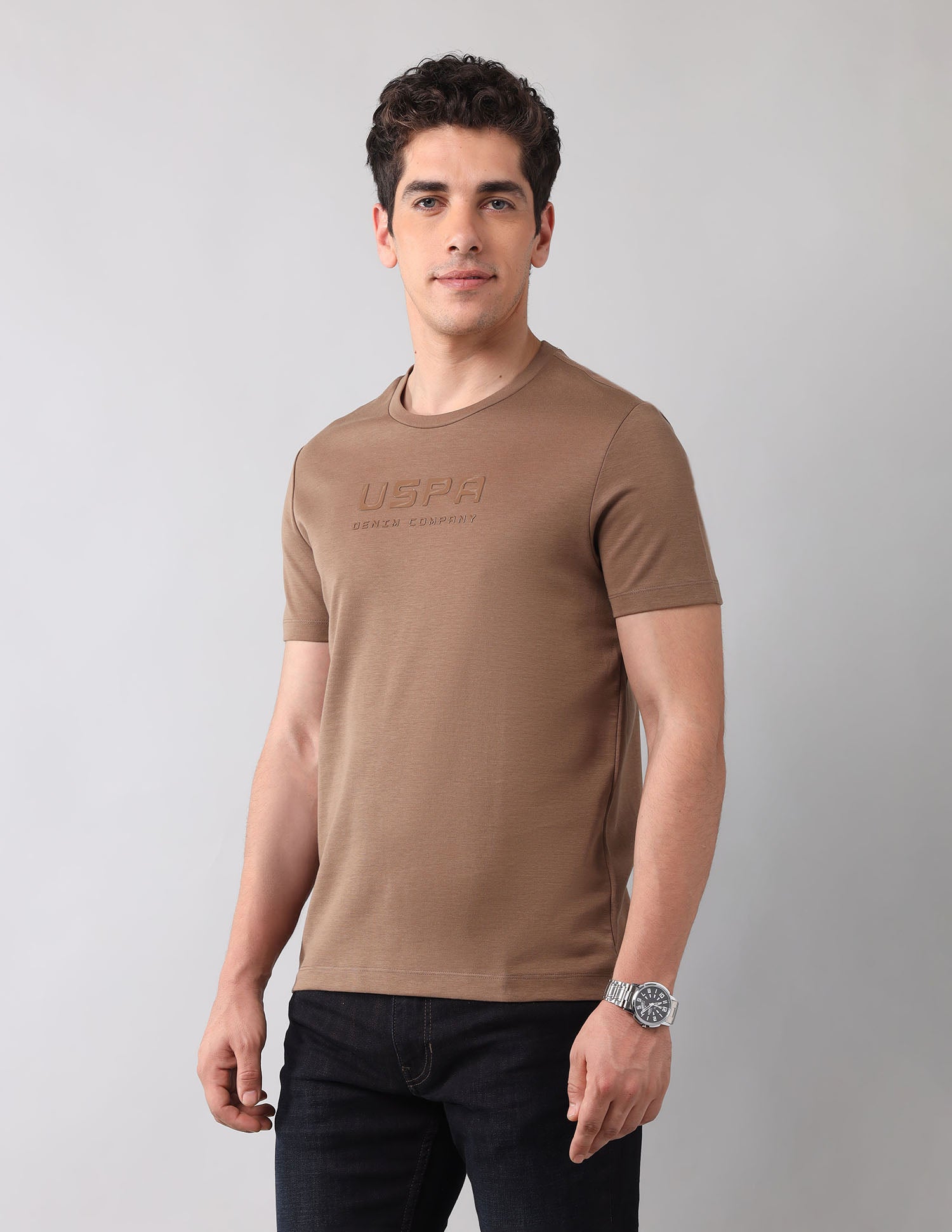 Brand Embossed Black Label T-Shirt Brown - U.S. Polo Assn. India | Large
