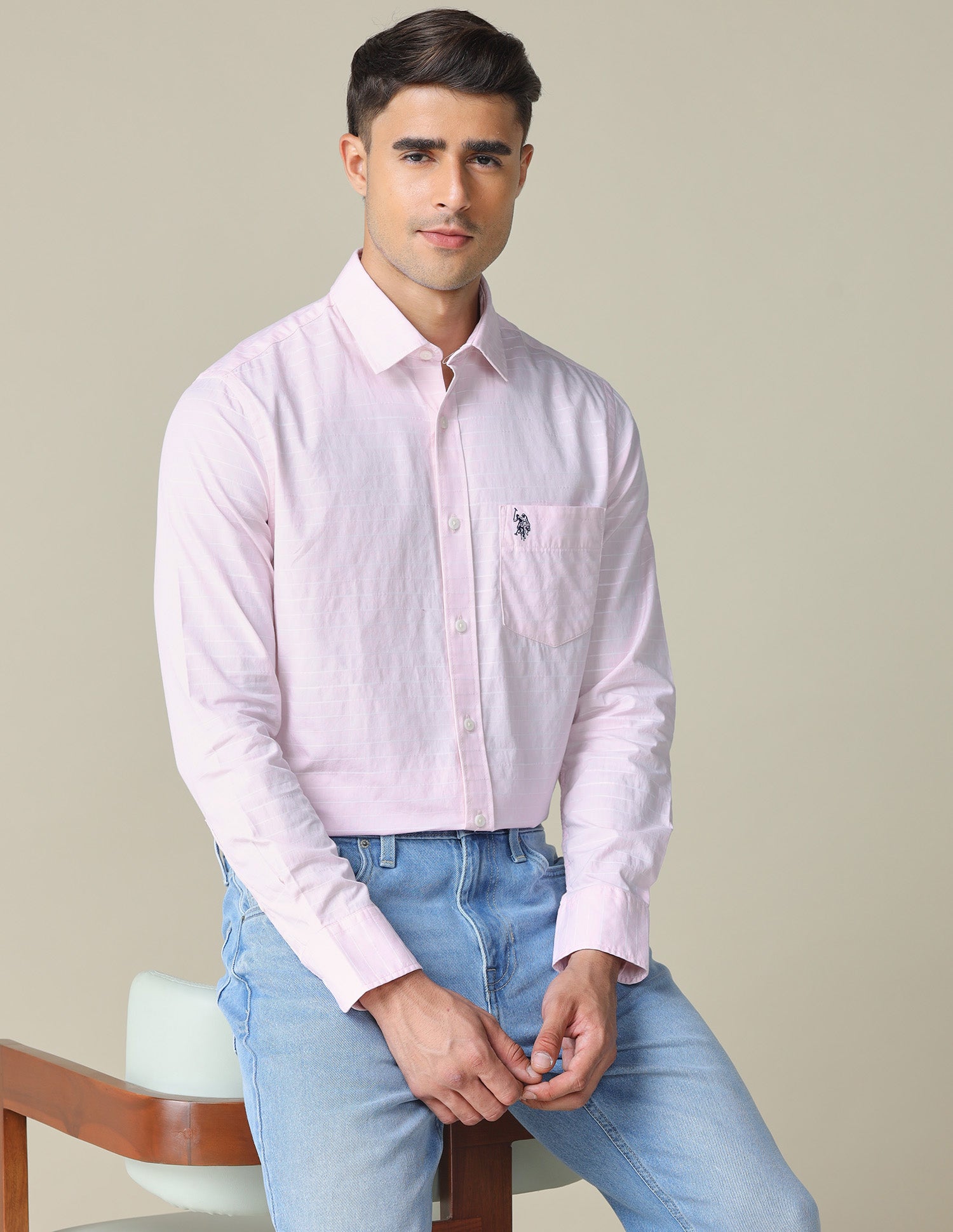 Horizontal Striped Tailored Fit Shirt