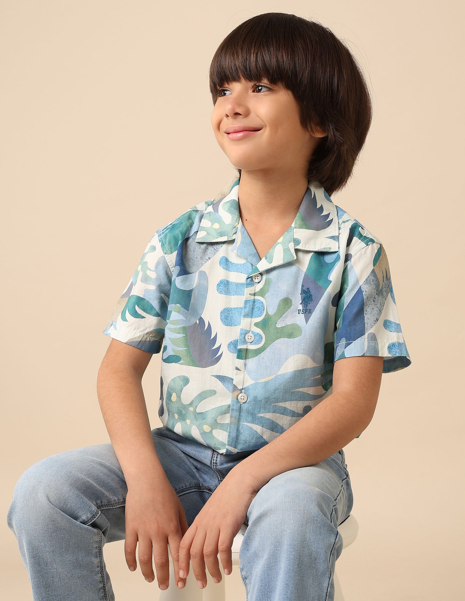 Boys Tropical Printed Pure Cotton Shirt