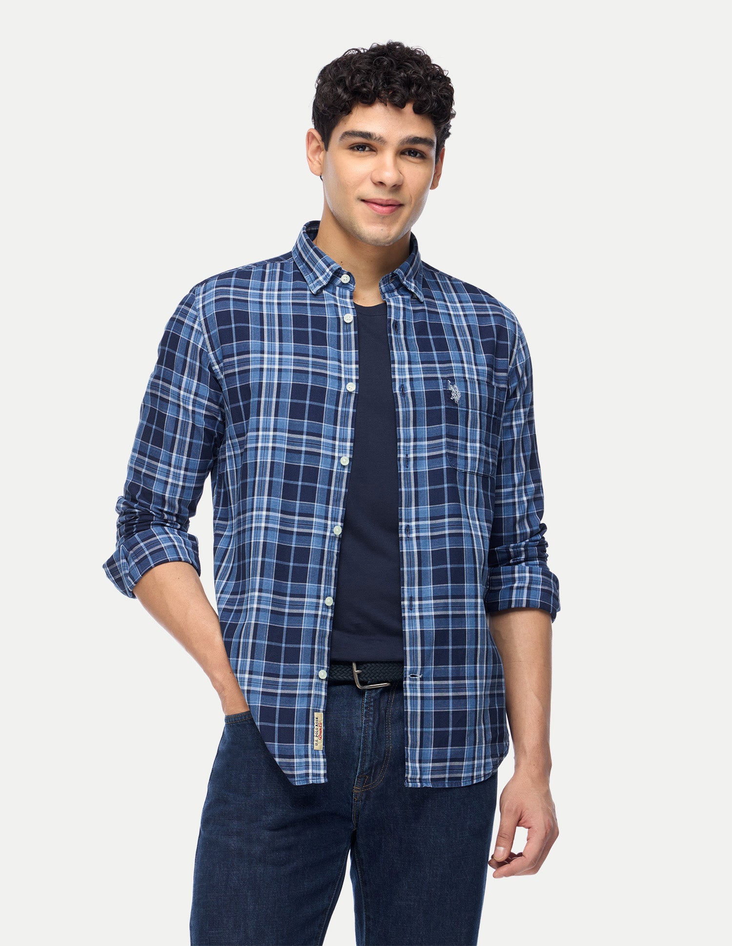 Tartan Checked Regular Fit Shirt Dark Indigo - U.S. Polo Assn. India | Large