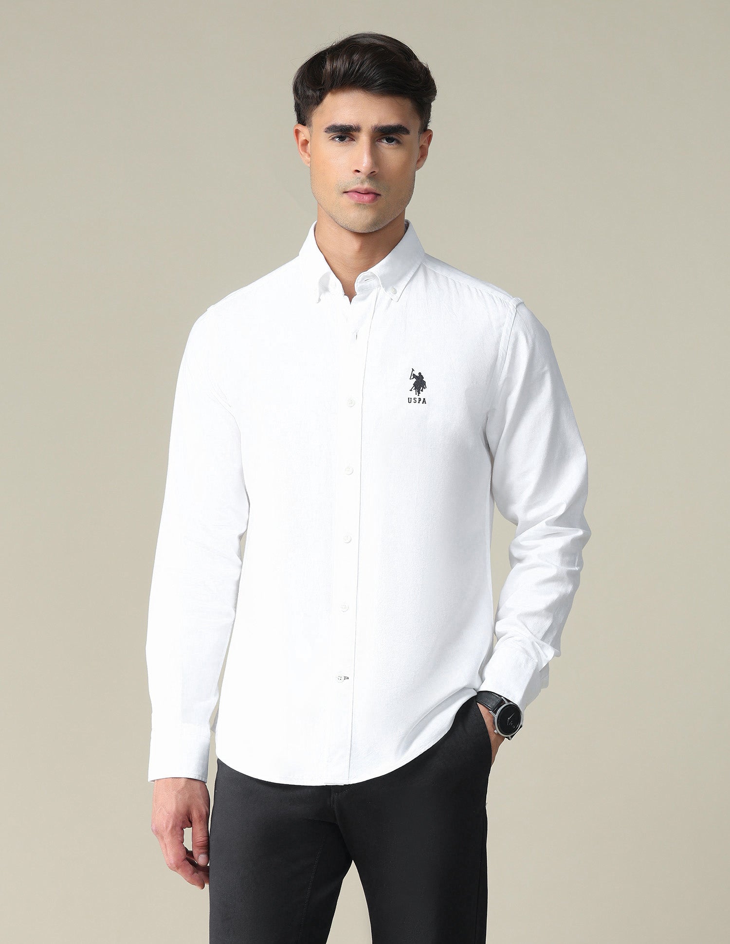 Solid Slim Fit Formal Shirt White - U.S. POLO ASSN. | Large