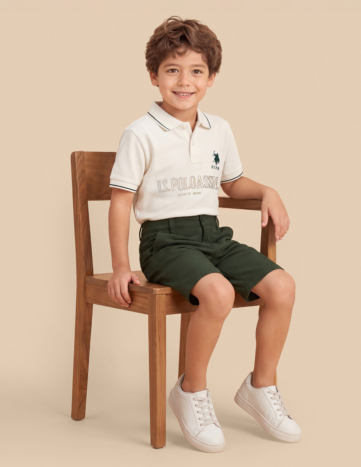 Solid Slim Fit Shorts Olive - U.S. Polo Assn. India | Large