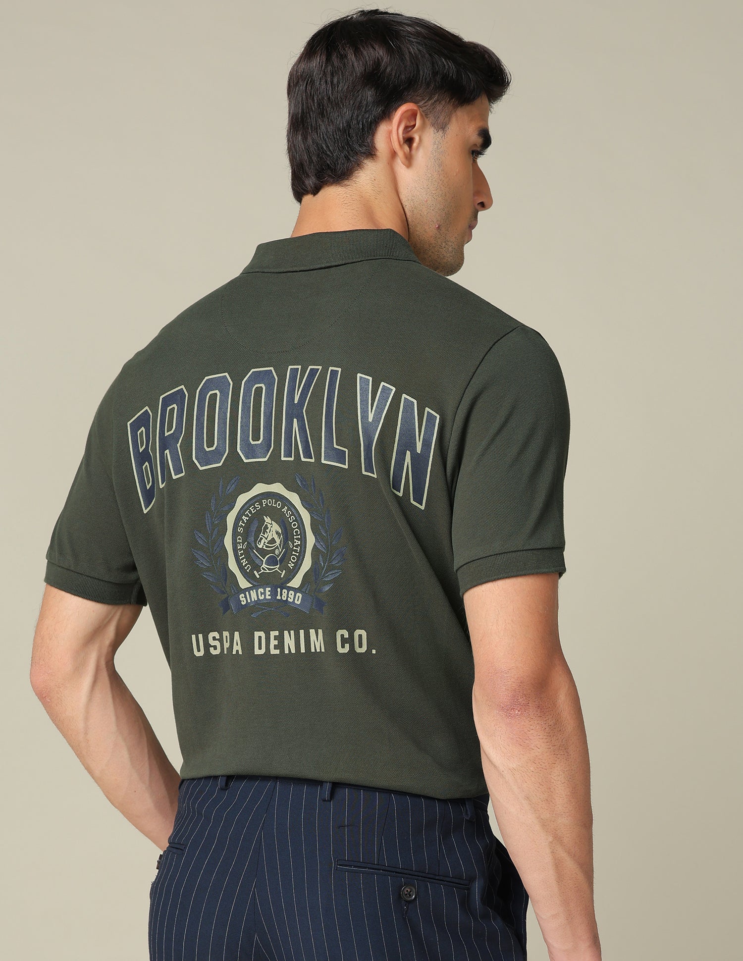 Muscle Fit Typographic Printed Polo Shirt