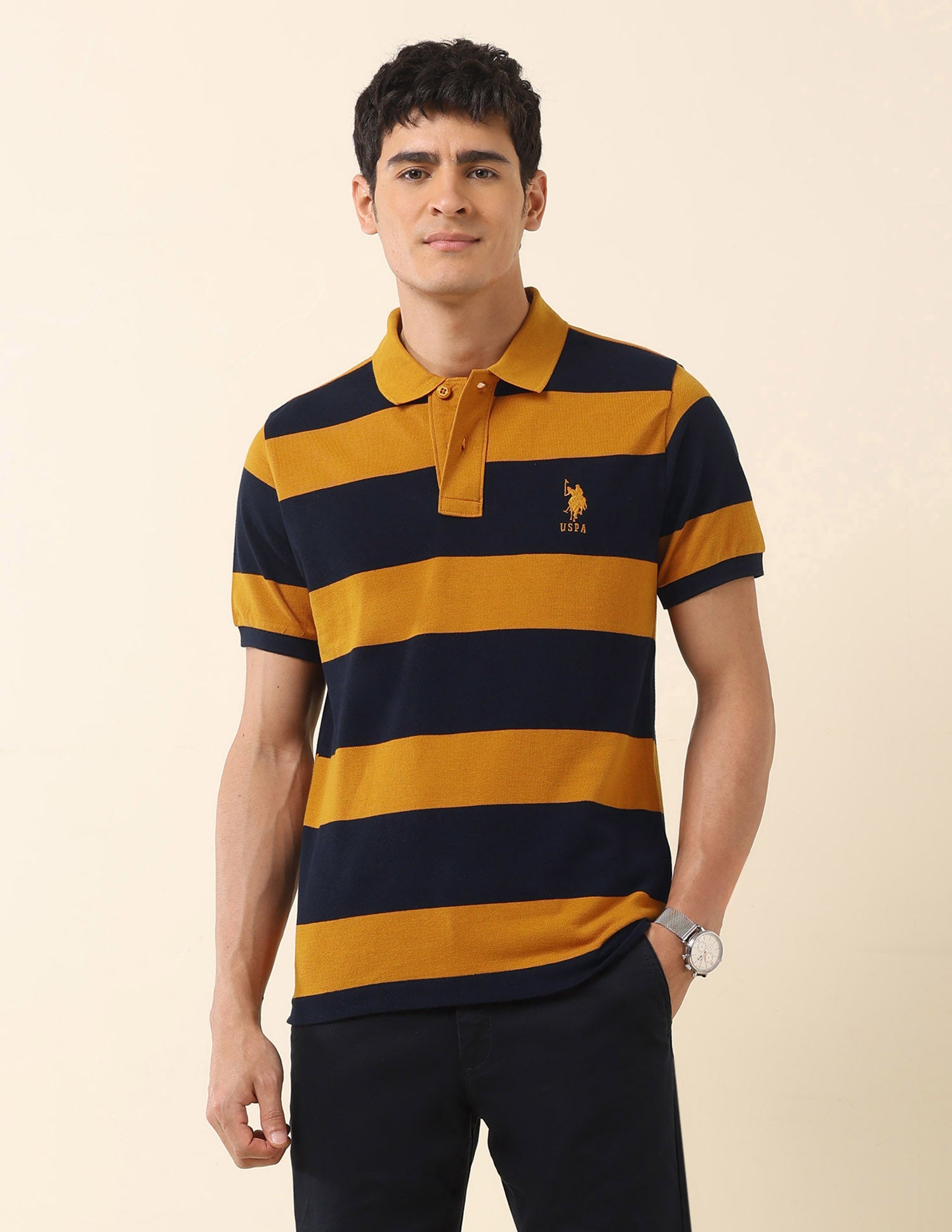 Horizontal Striped Classic Polo Shirt