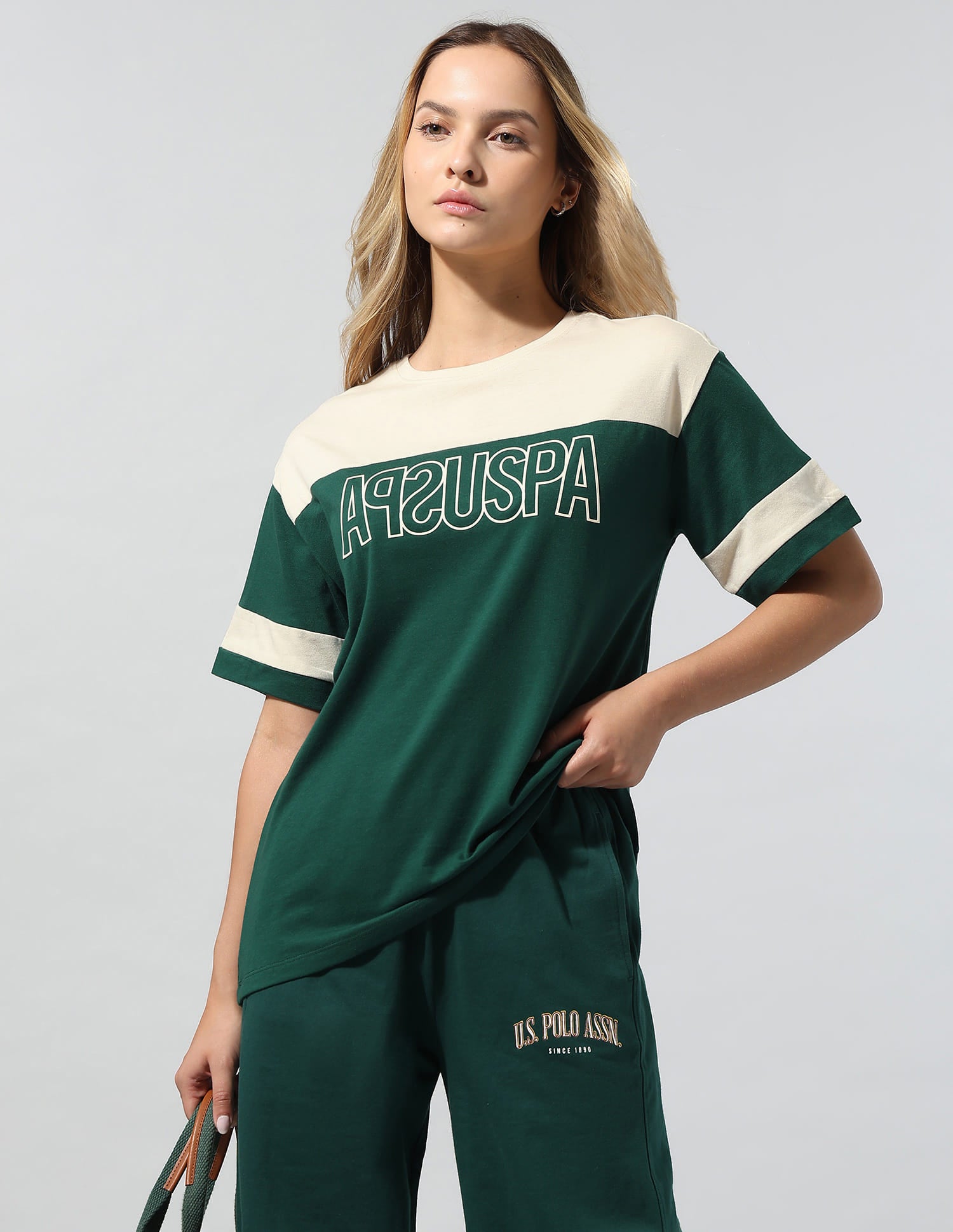 Colourblocked Relaxed T-Shirt Green - U.S. Polo Assn. India | Large