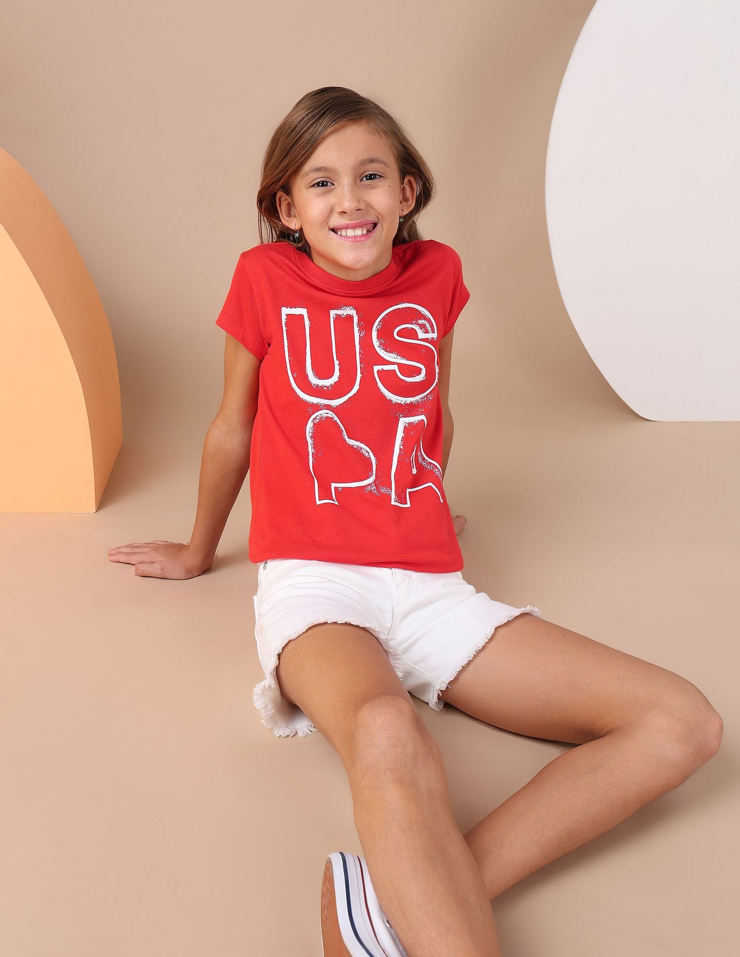 Girls Brand Printed Regular Fit T-Shirt