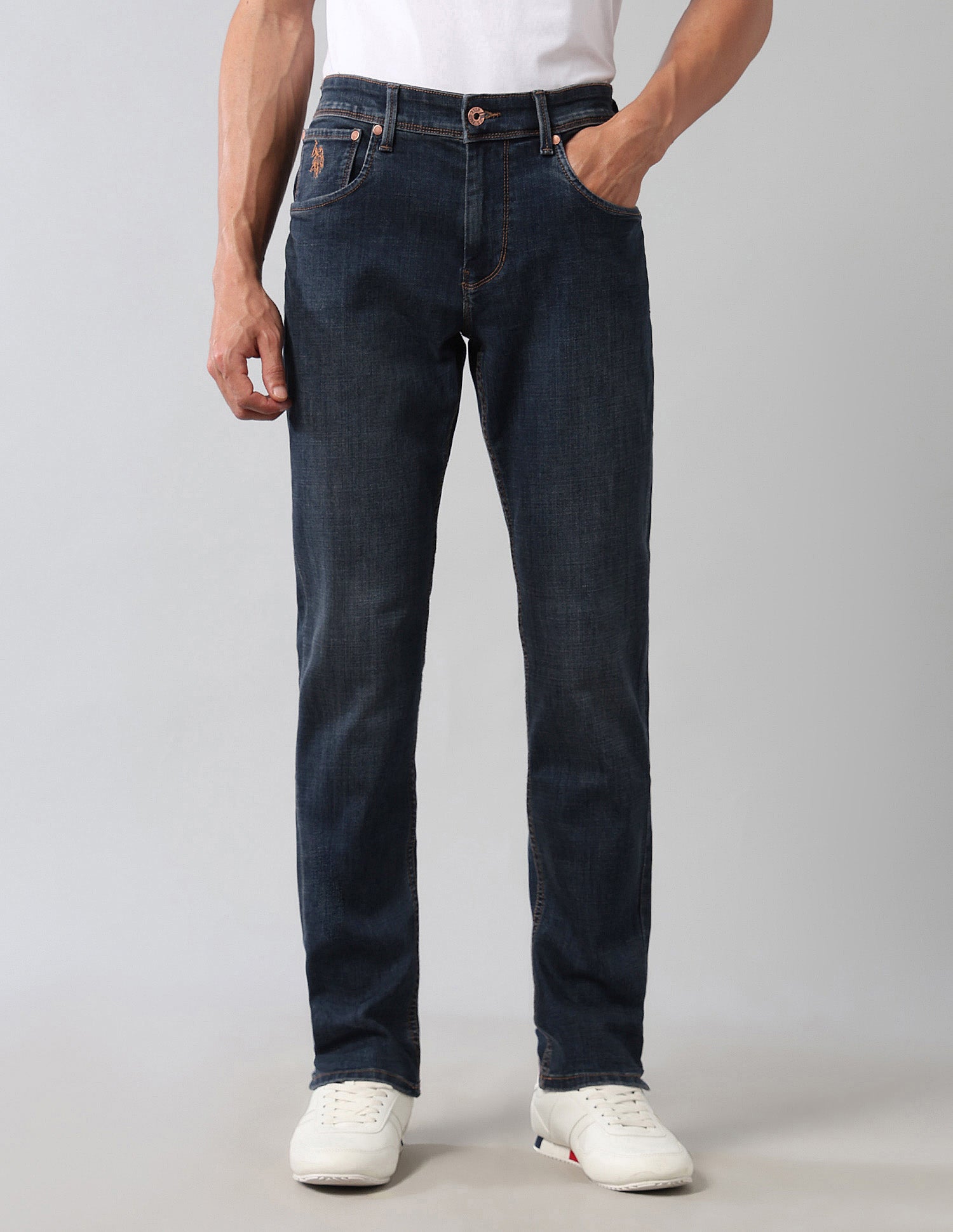 Brandon Slim Tapered Fit Blue Ultra Soft Jeans Blue - U.S. Polo Assn. India | Large