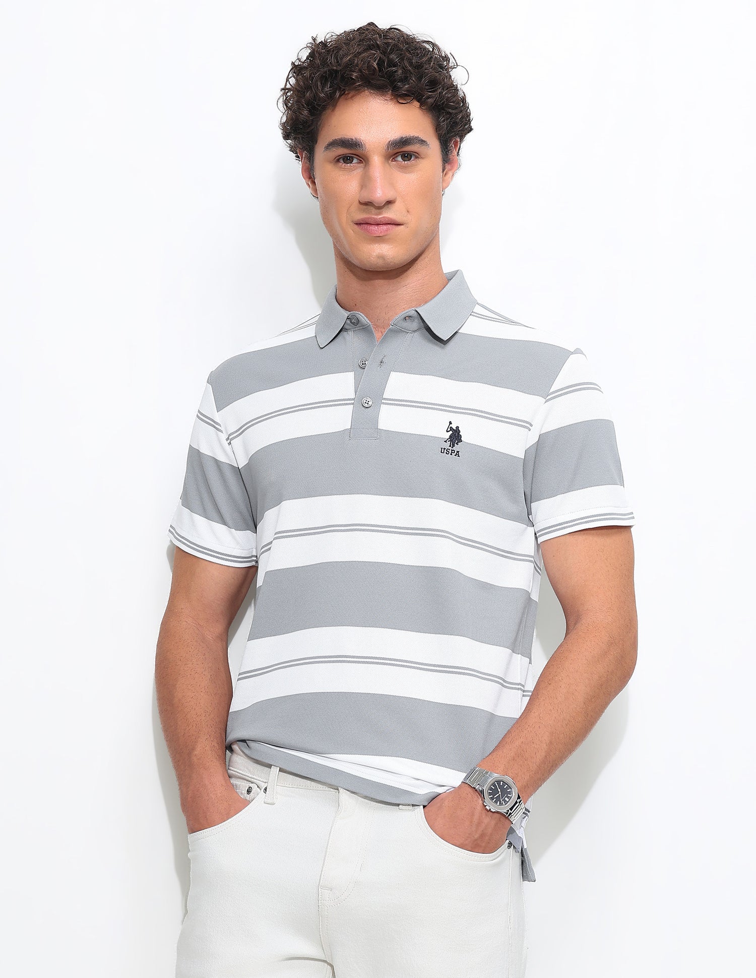Horizontal Striped Slim Fit Polo Shirt