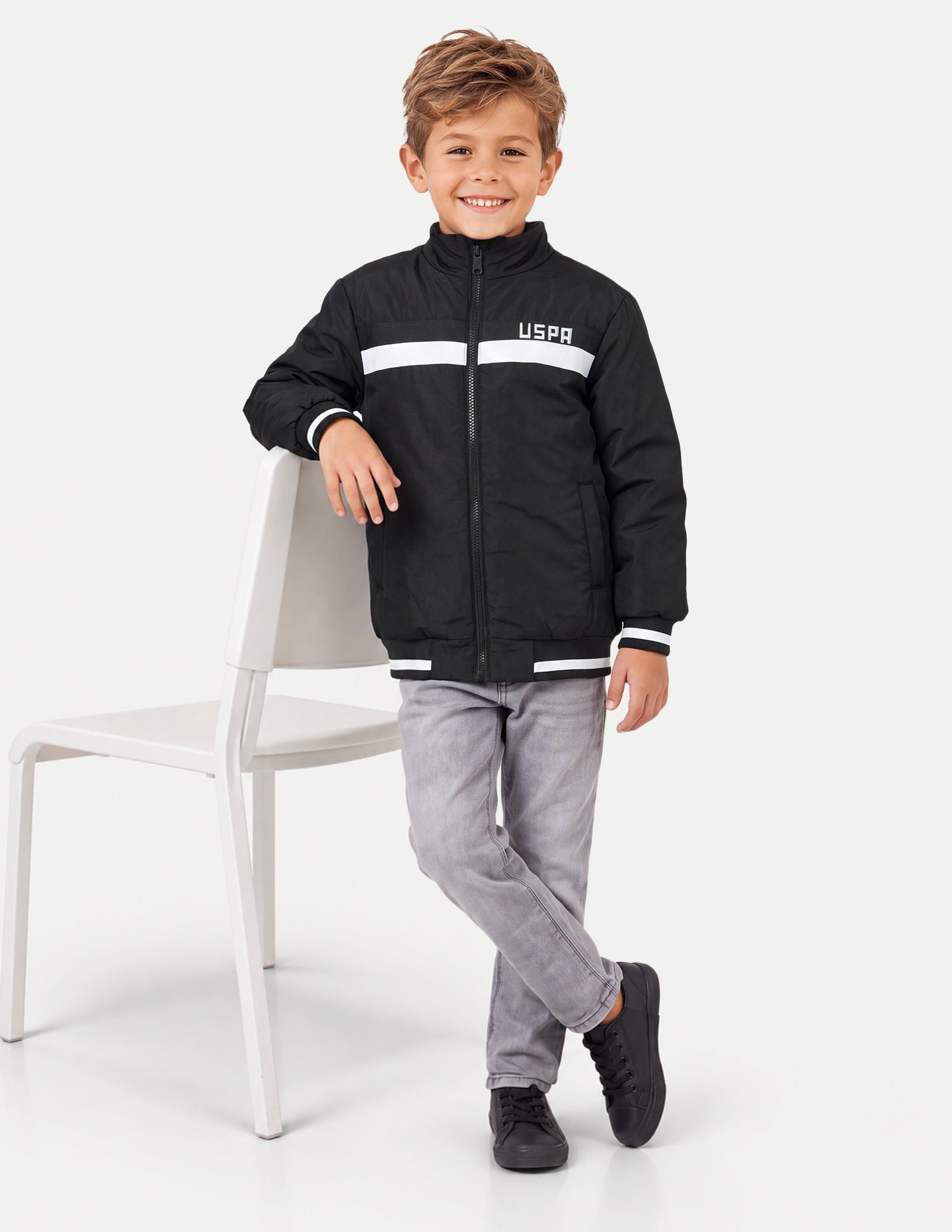 Solid Regular Fit Jacket Black - U.S. Polo Assn. India | Large