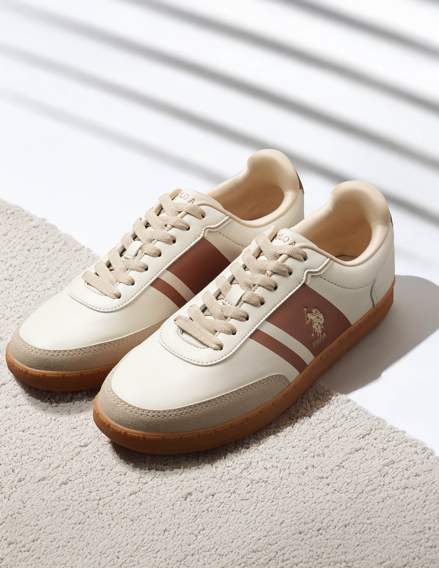 Men Hilton Colourblocked Sneakers Beige - U.S. Polo Assn. India | Large