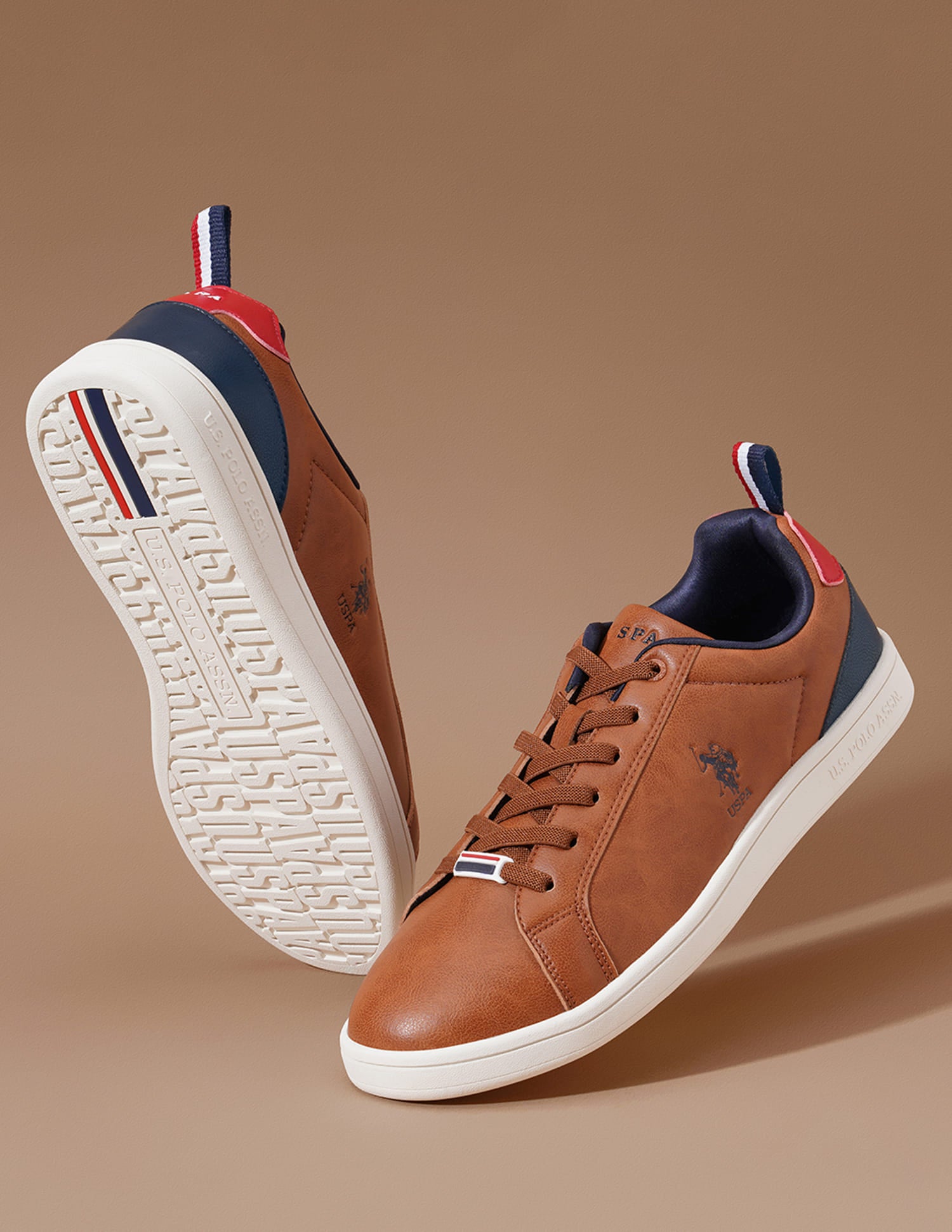 Colour Block Panelled Stefan Sneakers Tan - U.S. Polo Assn. India | Large