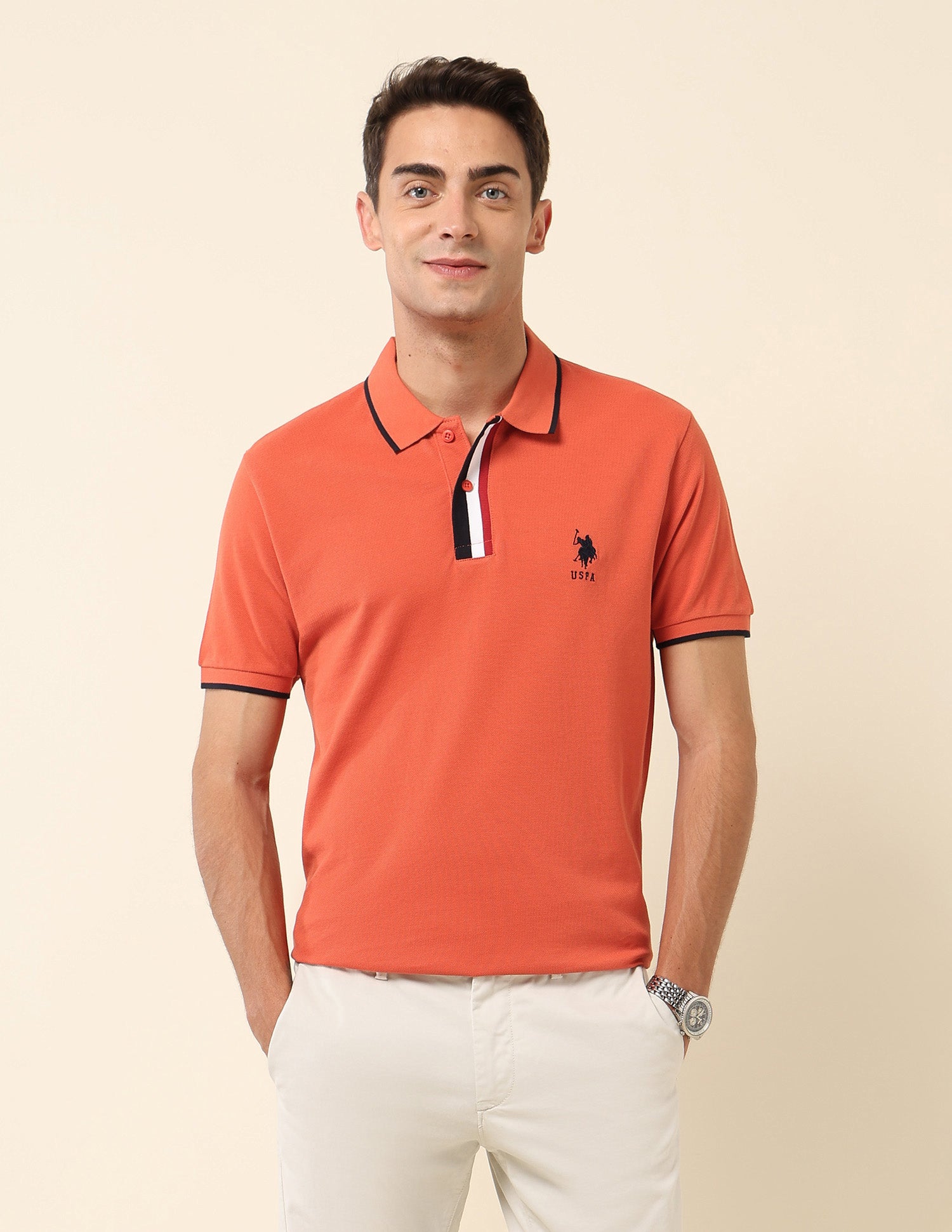 Pure Cotton Slim Fit Polo Shirt Red - U.S. Polo Assn. India | Large