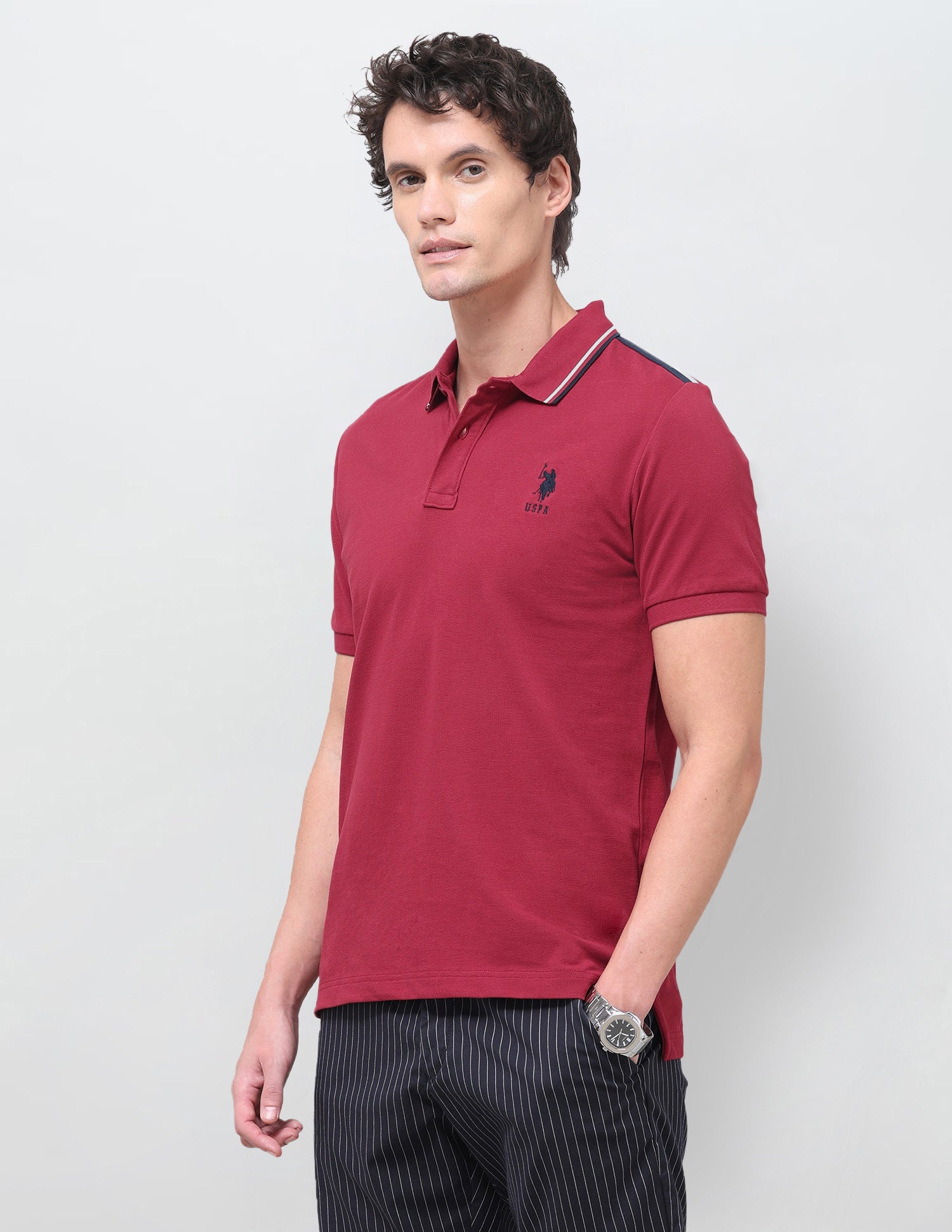 Solid Regular Fit Polo Shirt Red - U.S. Polo Assn. India | Large