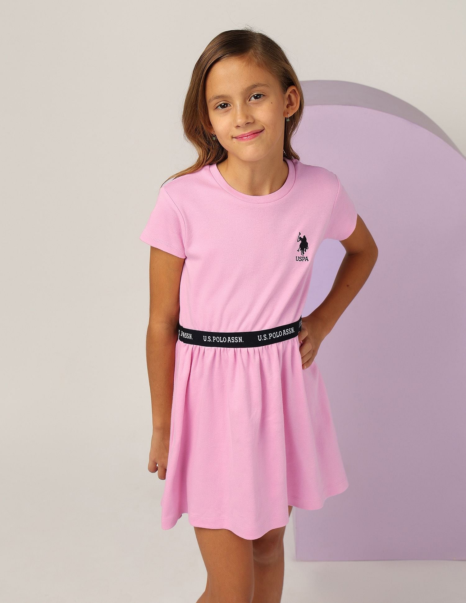 Girls Solid Fit And Flare Dress