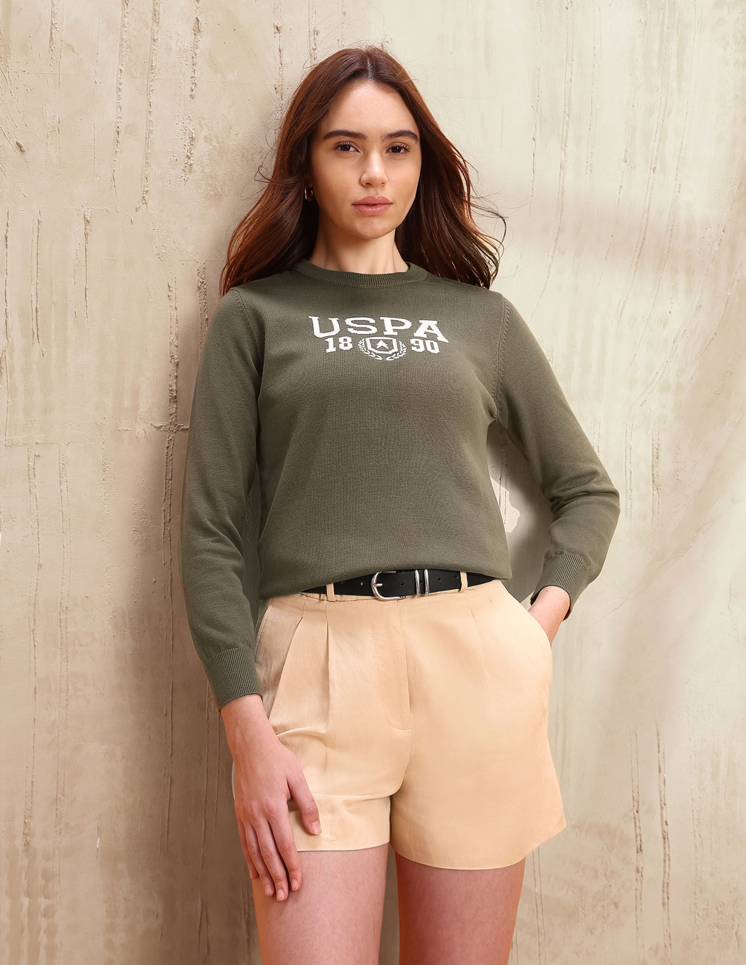 Brand Printed Regular Fit Sweater