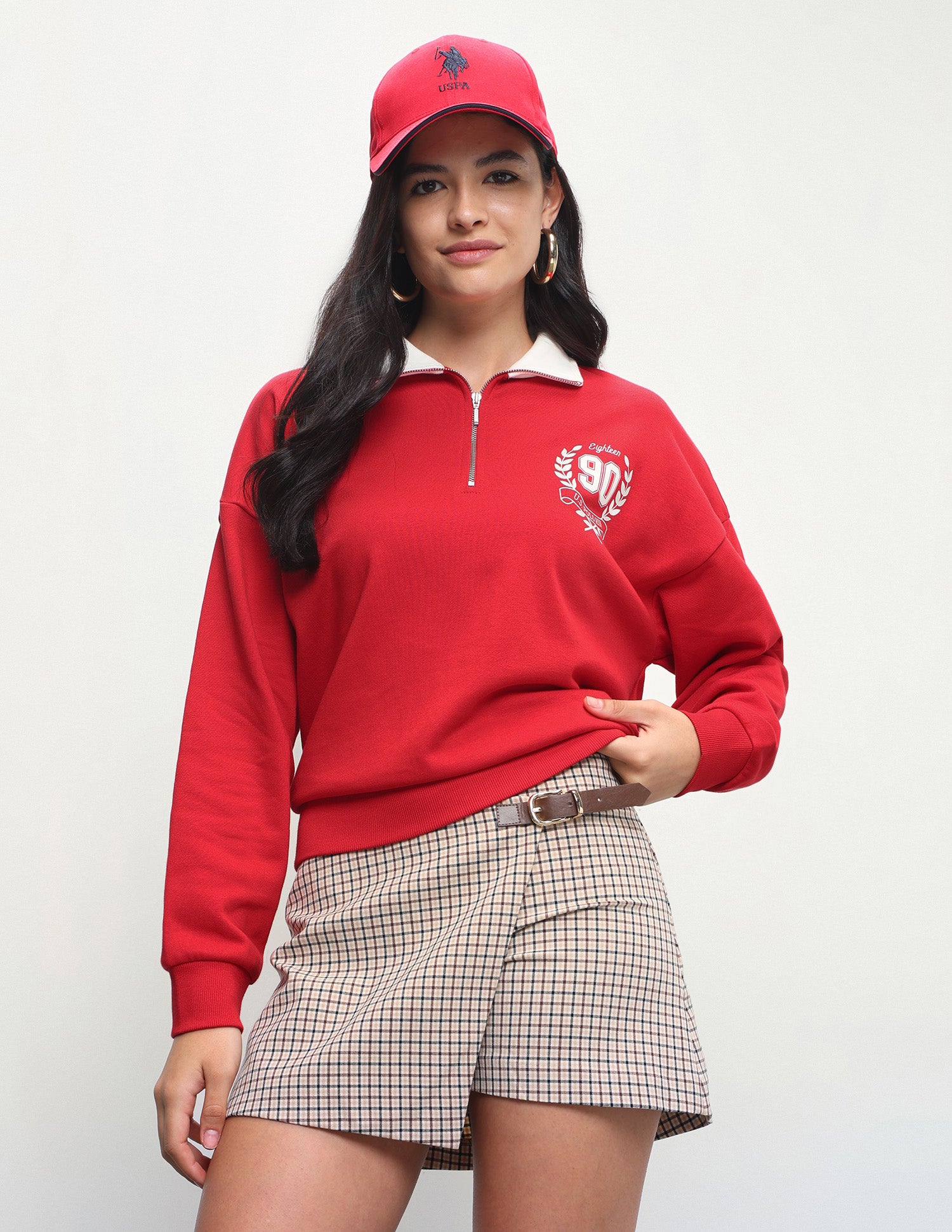 Solid Oversized Fit Zipper Sweatshirt