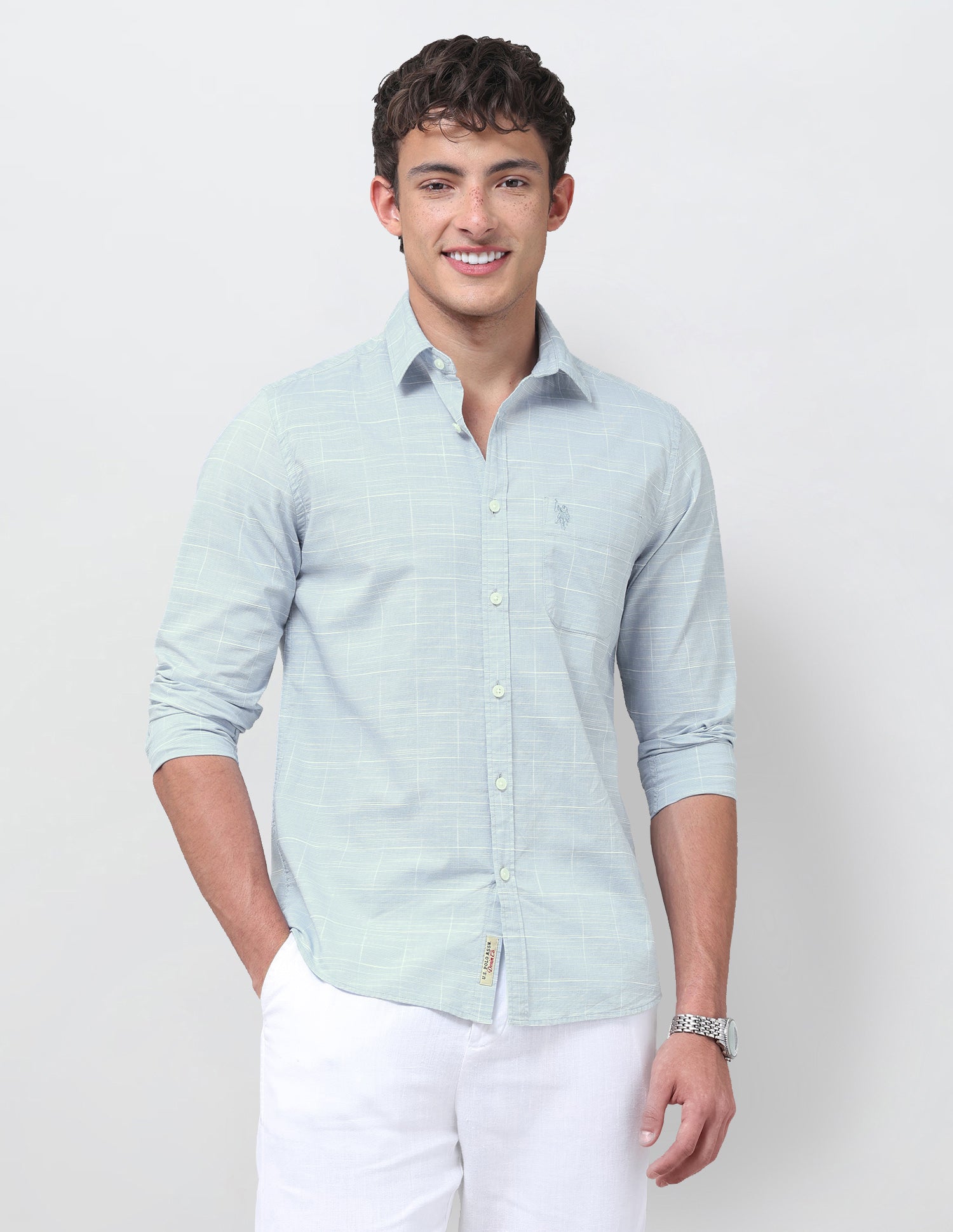 Windowpane Checked Jaquard Shirt