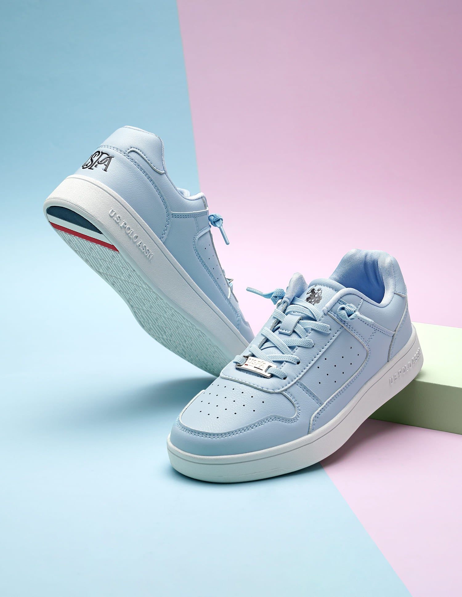 Women Solid Perforated Bella Sneakers Light Blue - U.S. Polo Assn. India | Large