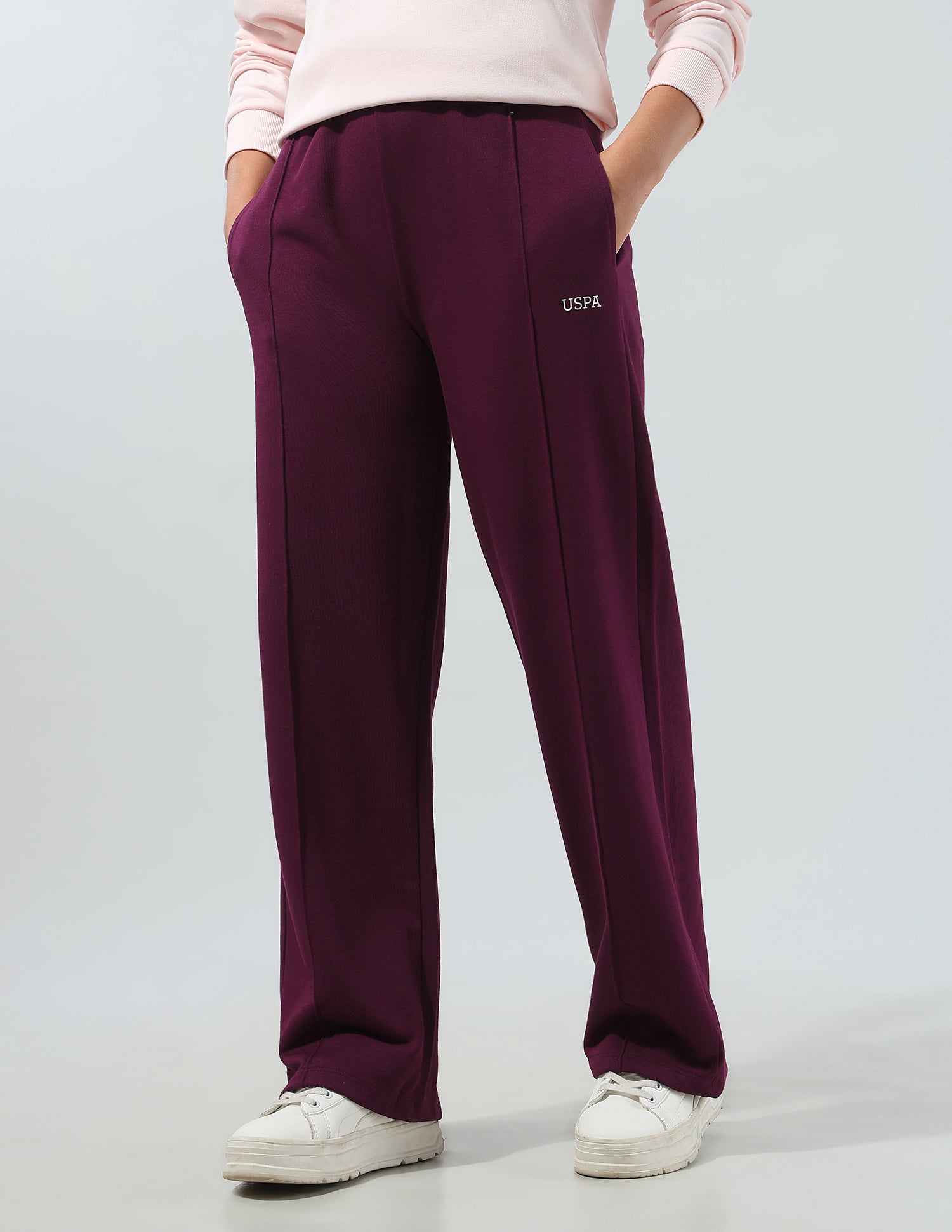 High Rise Straight Fit Sweatpants Wine - U.S. Polo Assn. India | Large
