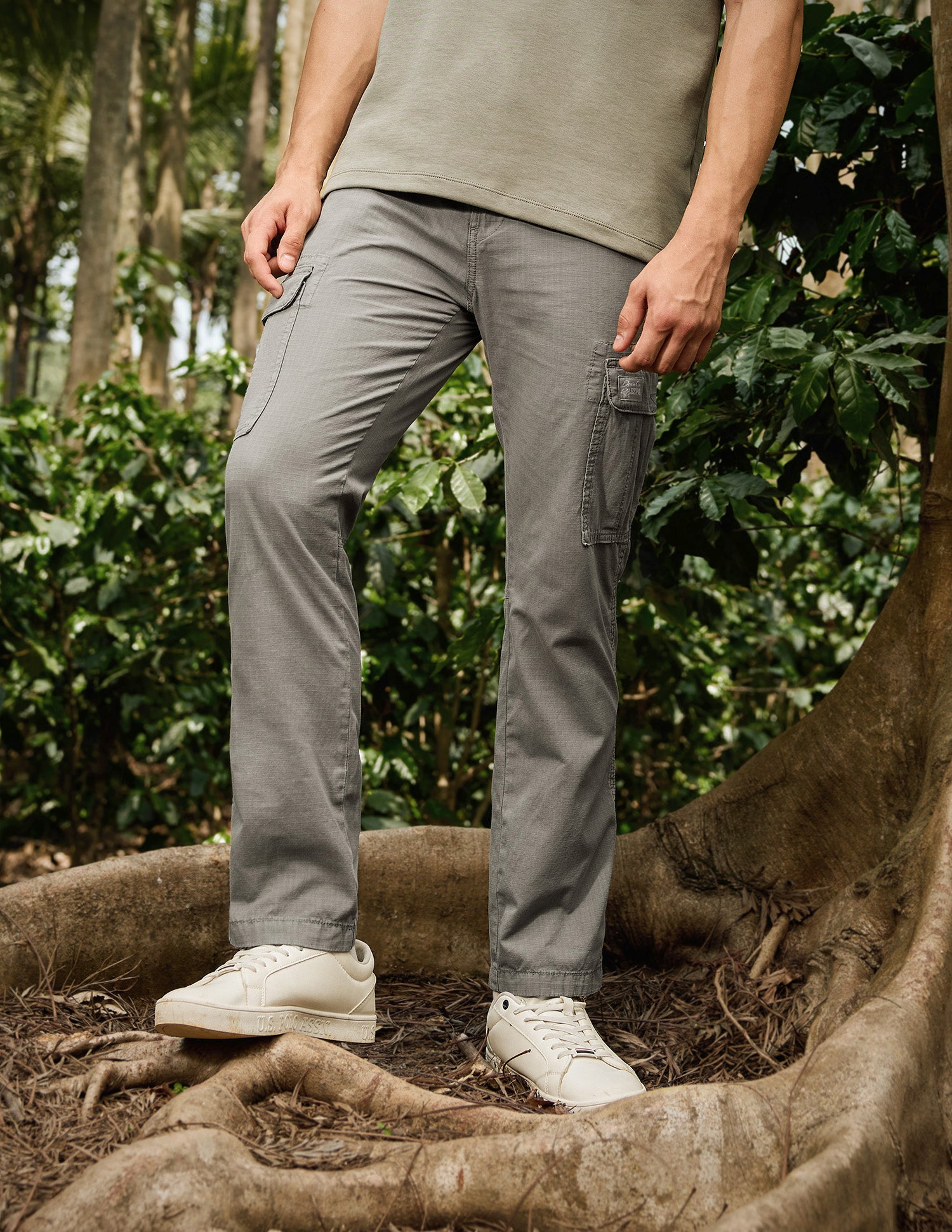 Straight Fit Cargo Trousers Light Grey - U.S. Polo Assn. India | Large