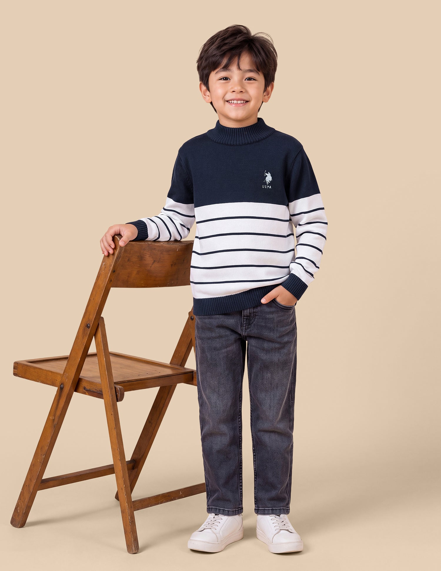 Horizontal Striped Regular Fit Sweater Navy - U.S. Polo Assn. India | Large