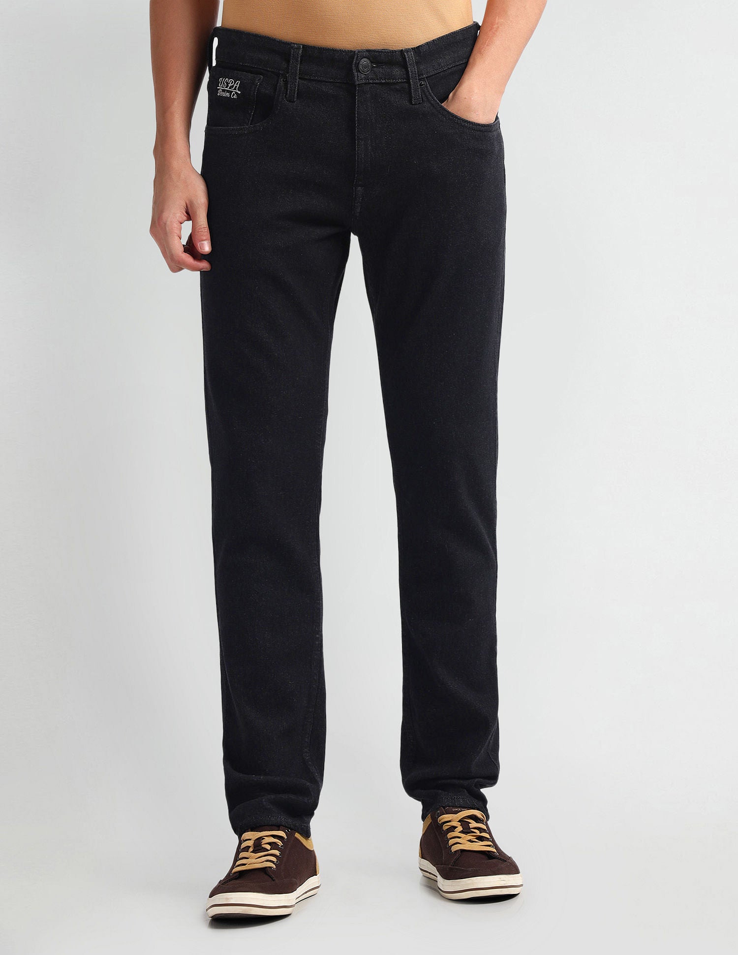 Brandon Slim Tapered Fit Black Jeans Black - U.S. Polo Assn. India | Large